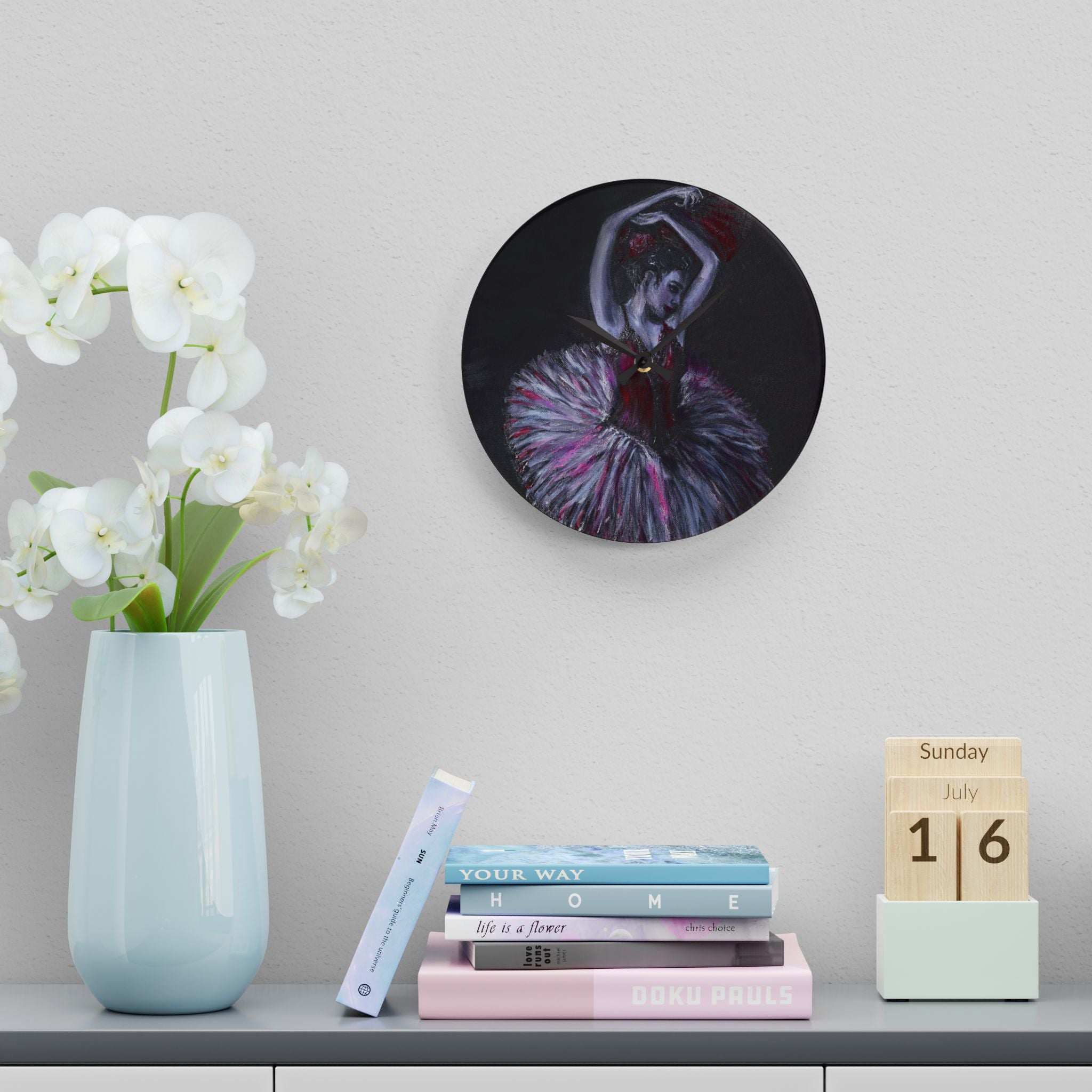 Ballerina Acrylic Wall Clock — Elegant Ballet Dancer Wall Art Timepiece