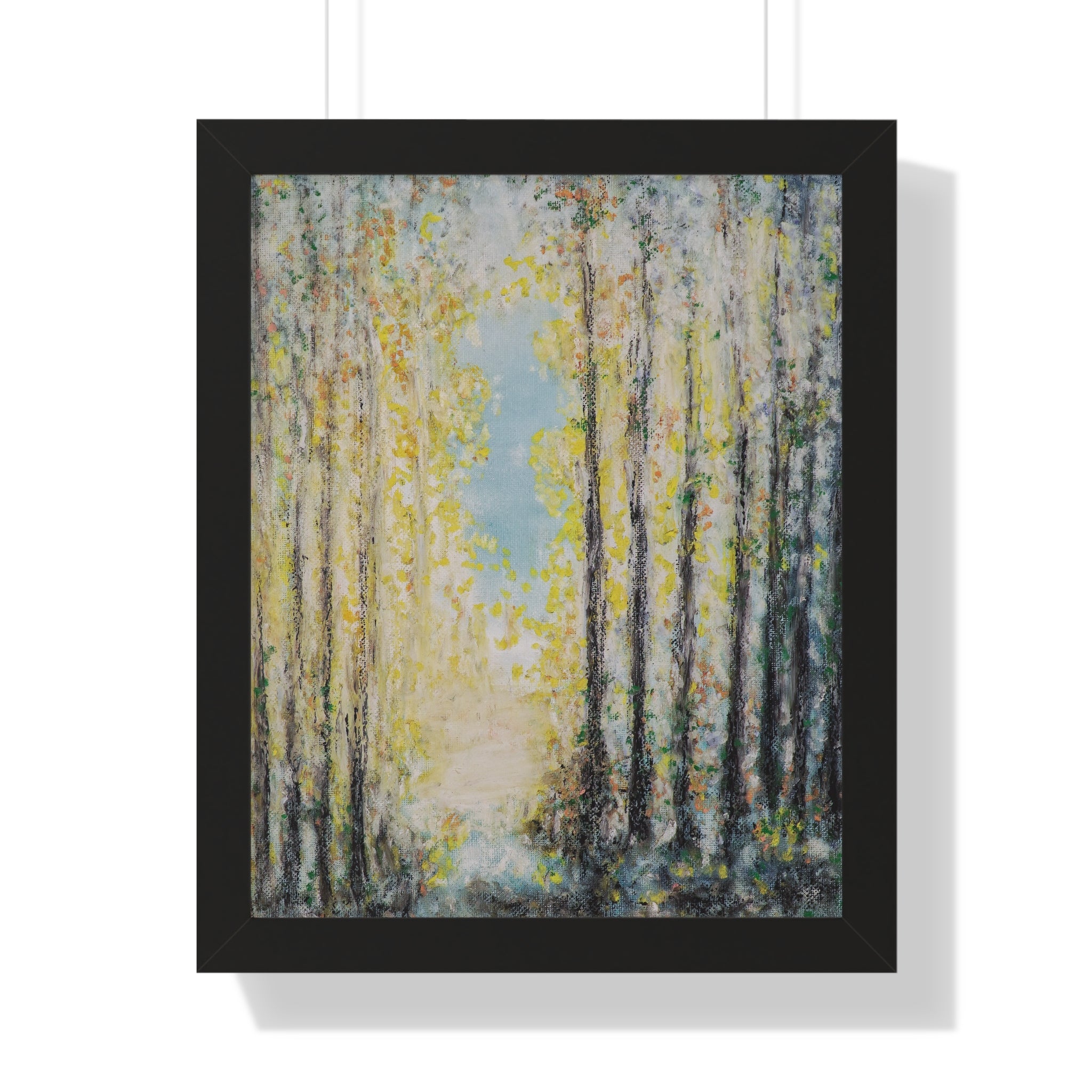 Framed Poster — Serene Sunlit Forest Vertical Art Print