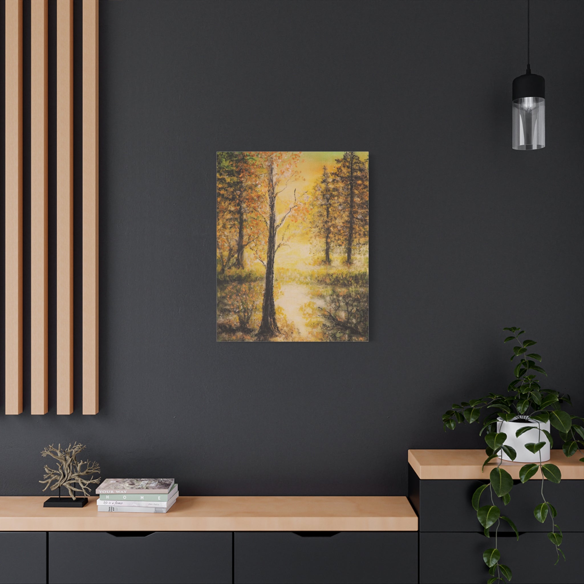 Autumn Forest Canvas Print — Golden Trees Stretched Matte Wall Art