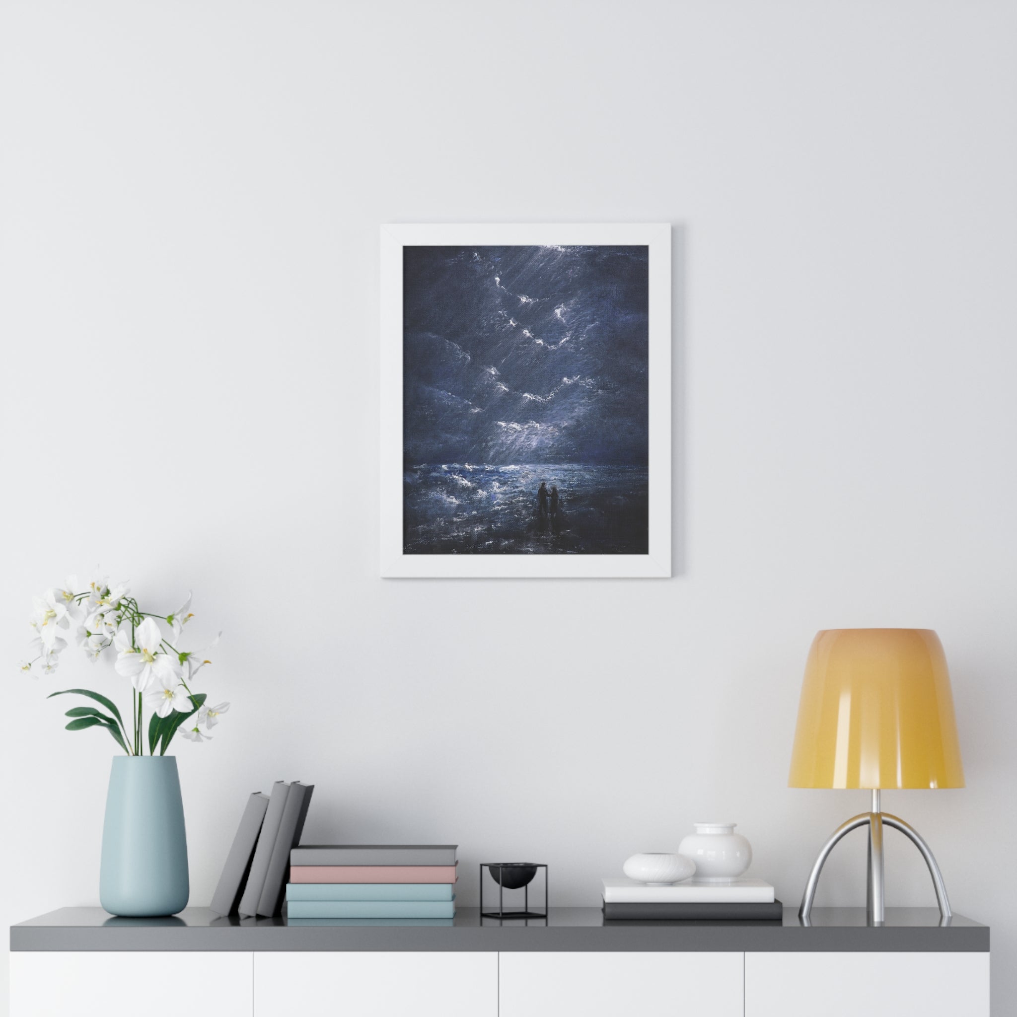 Framed Poster -Couple on Shore at Night