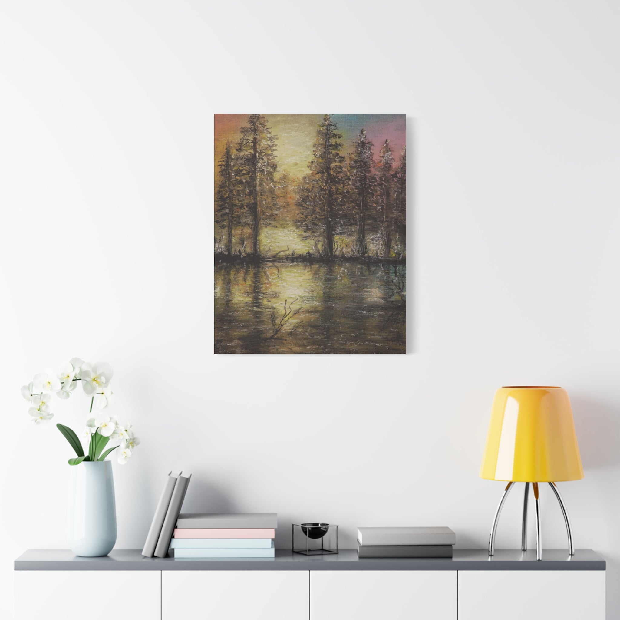 Sunset Forest Reflection Canvas Print