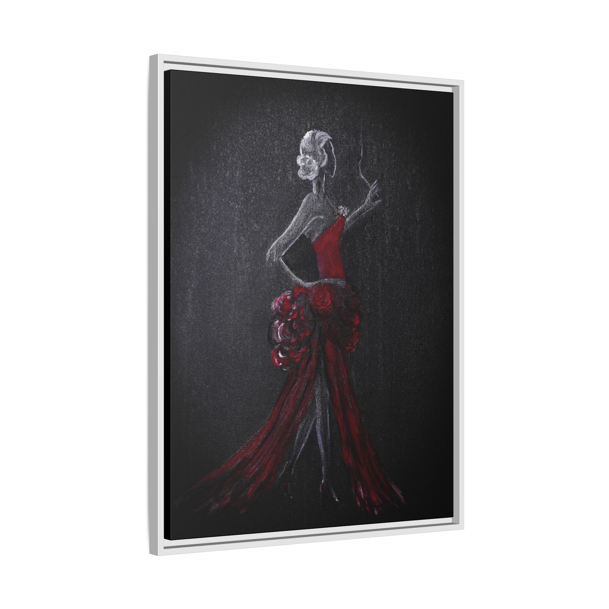 Framed Matte Canvas - Red Flamenco Dancer Art Print