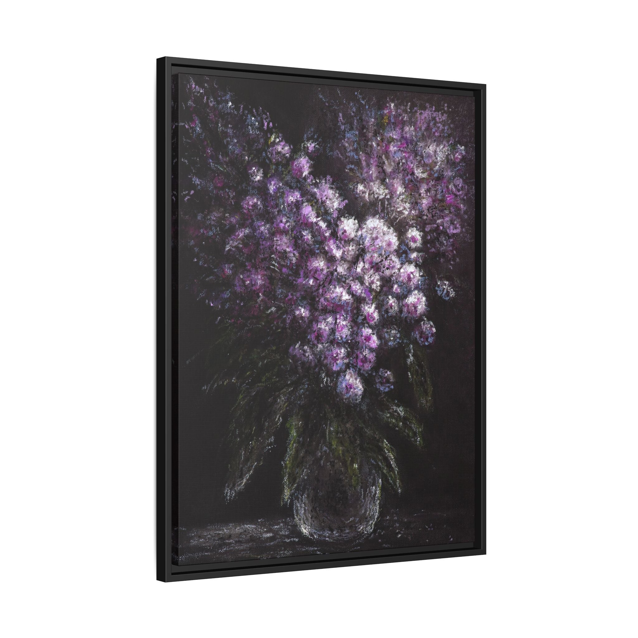 Framed Matte Canvas: Moody Purple Floral Bouquet Wall Art