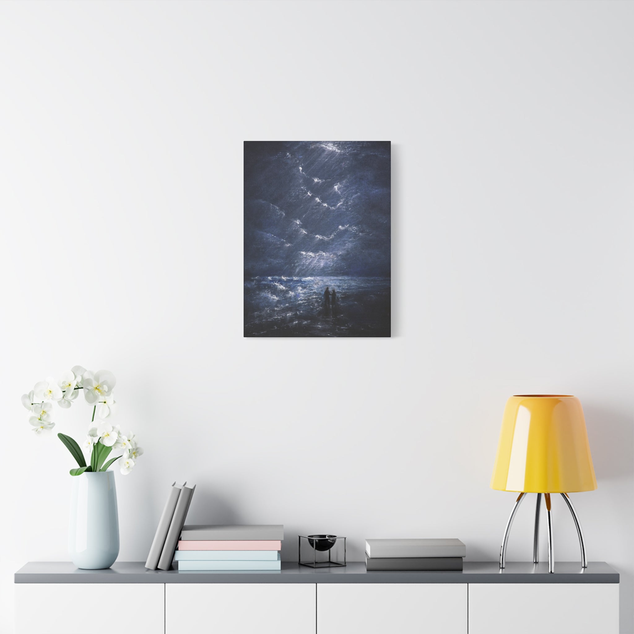 Couple on Shore at Night, Matte Stretched Wall Decor