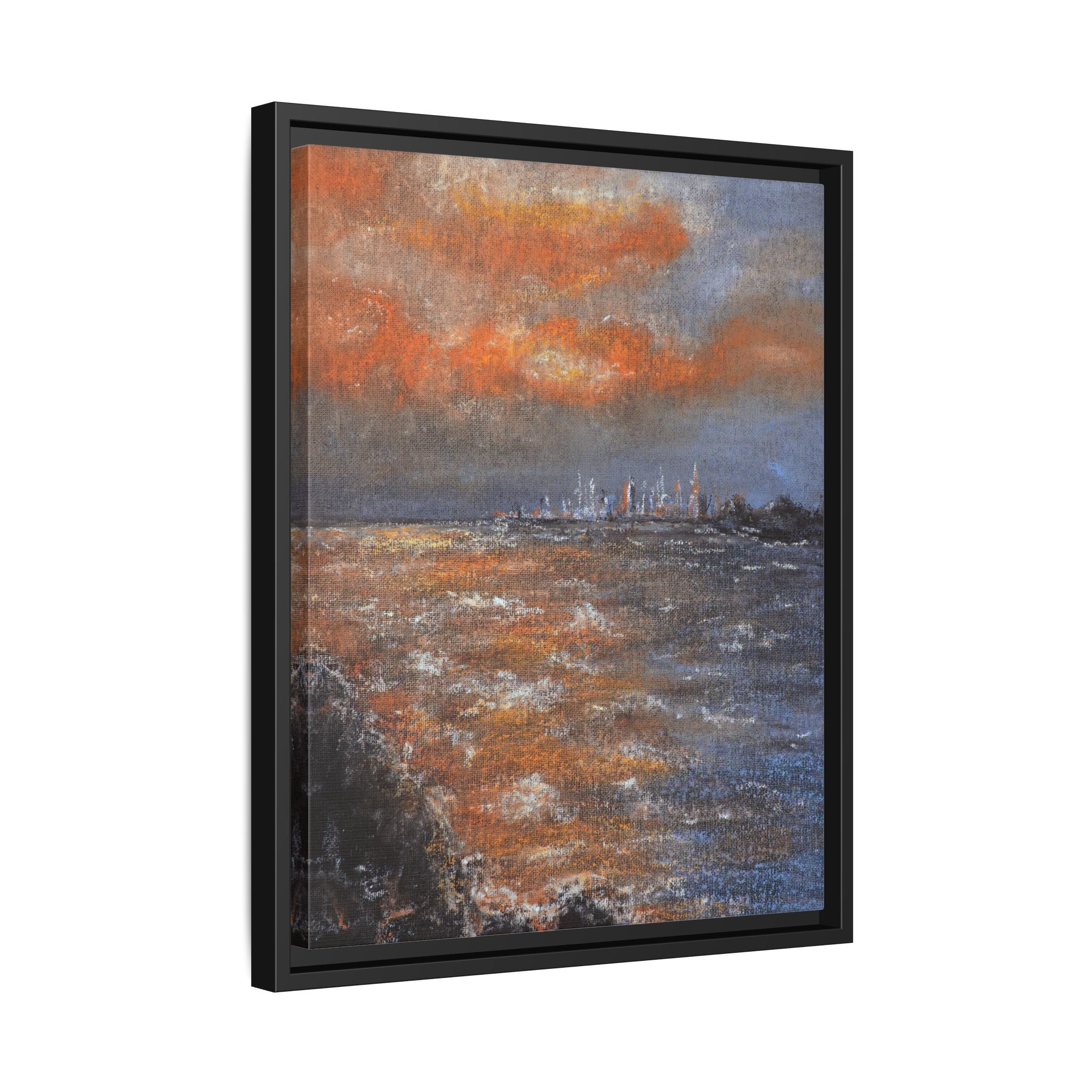 Framed Matte Canvas Print — Coastal Sunset Seascape