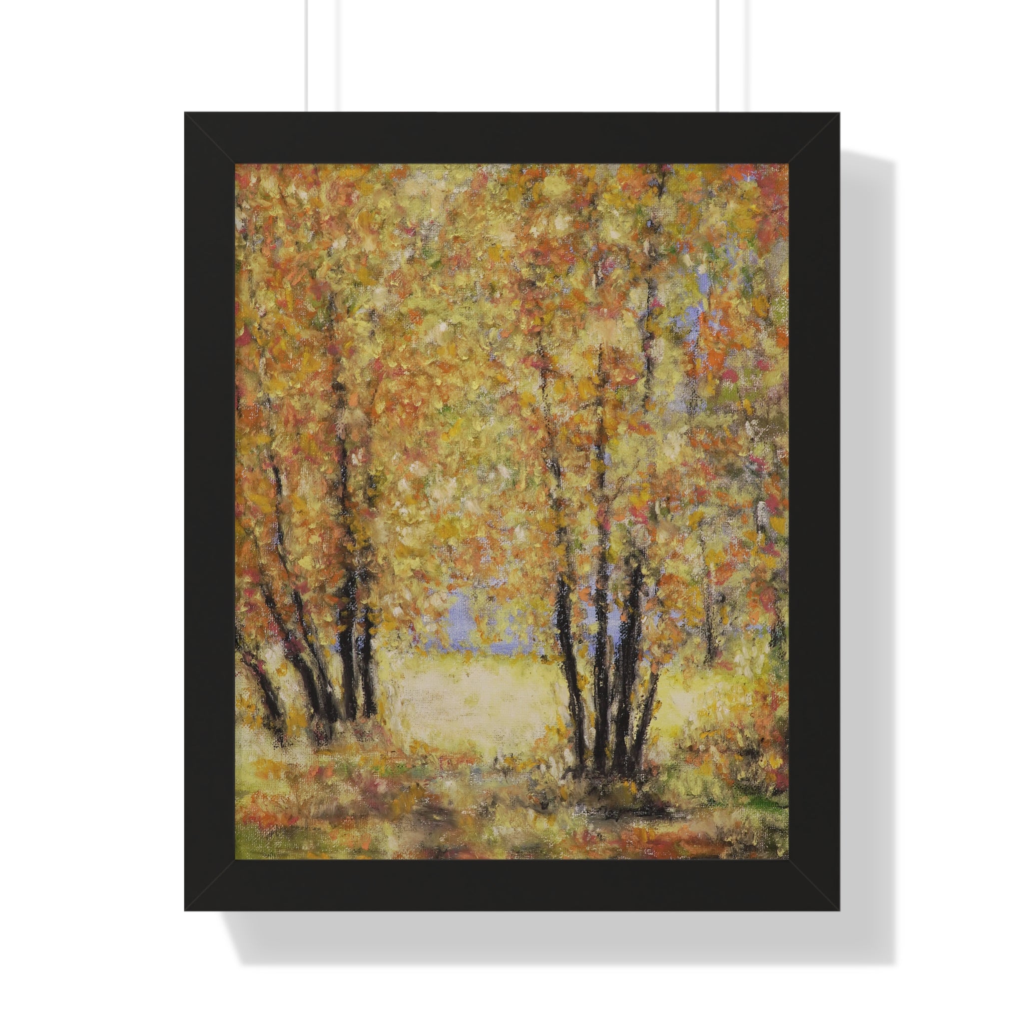 Autumn Grove Framed Poster — Vertical Fall Landscape Wall Art