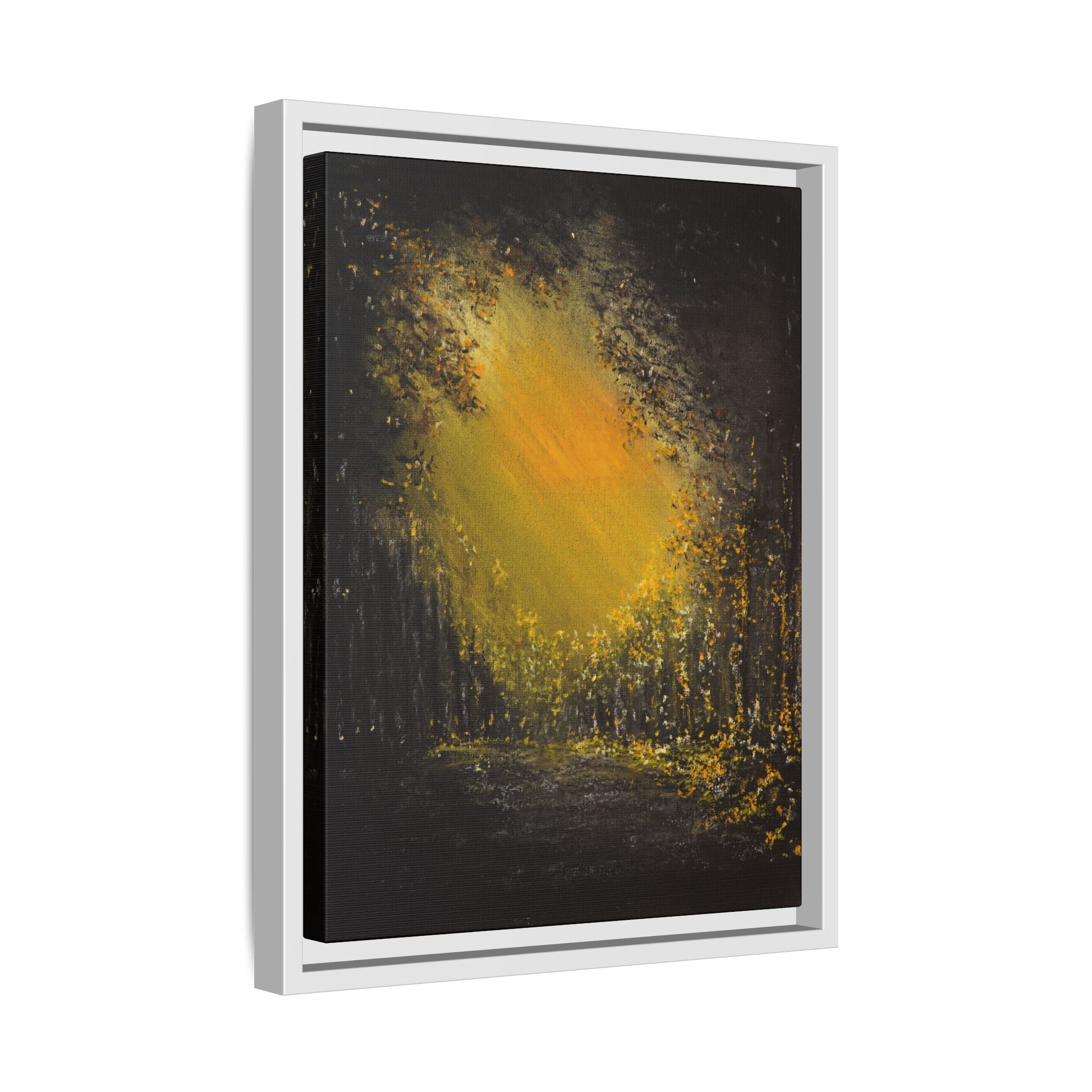 Framed Matte Canvas Wall Art — Golden Forest Glow