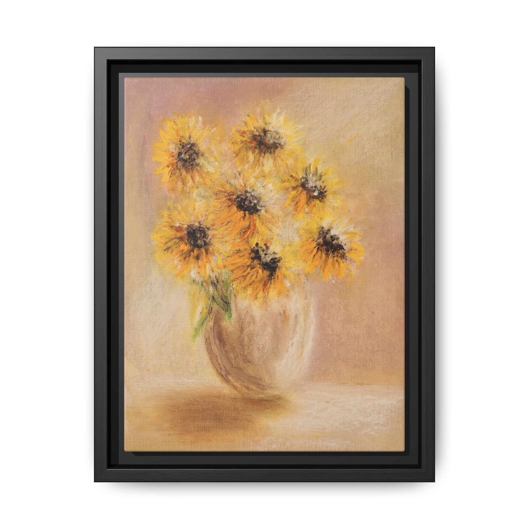 Framed Sunflower Vase — Matte Canvas Wall Art