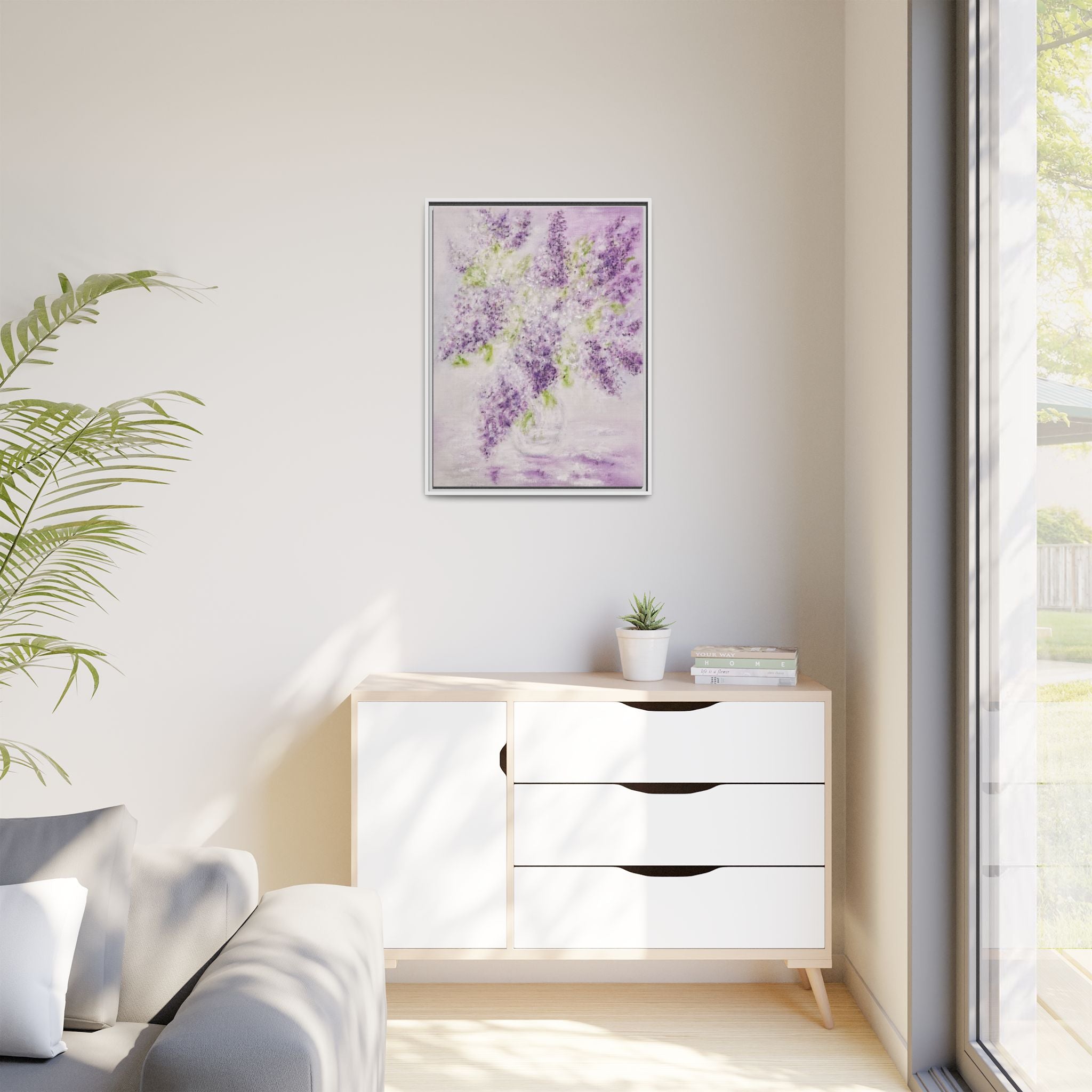 Framed Lilac Canvas Print — Matte Floral Wall Art
