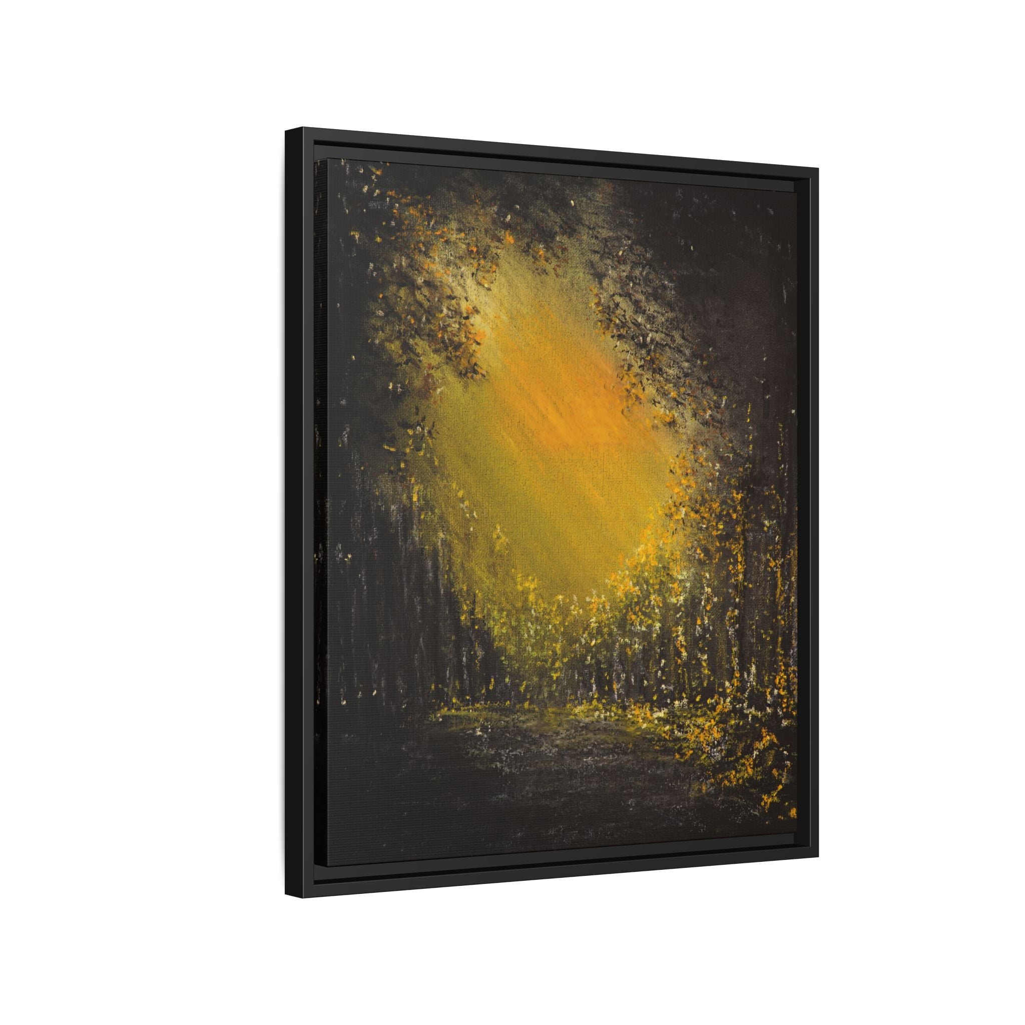 Framed Matte Canvas Wall Art — Golden Forest Glow