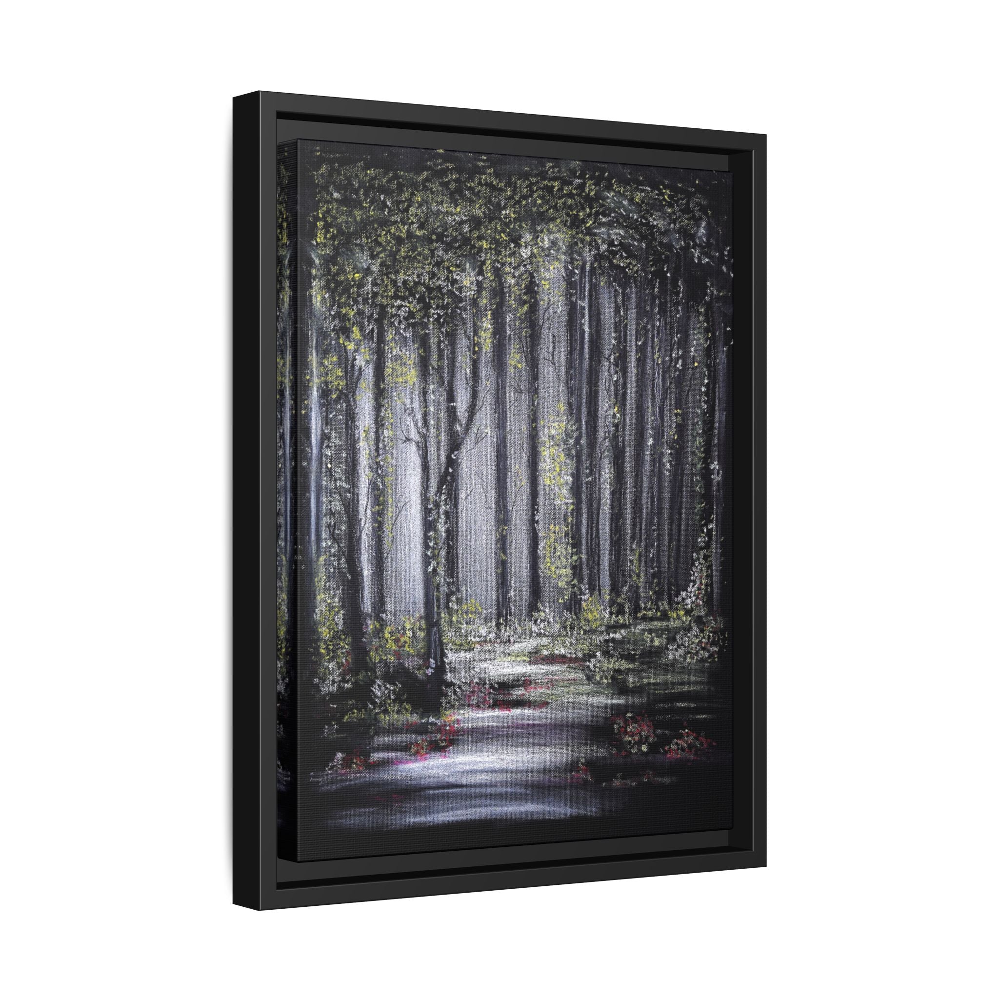 Framed Forest Path Matte Canvas Print — Serene Woodland Wall Art
