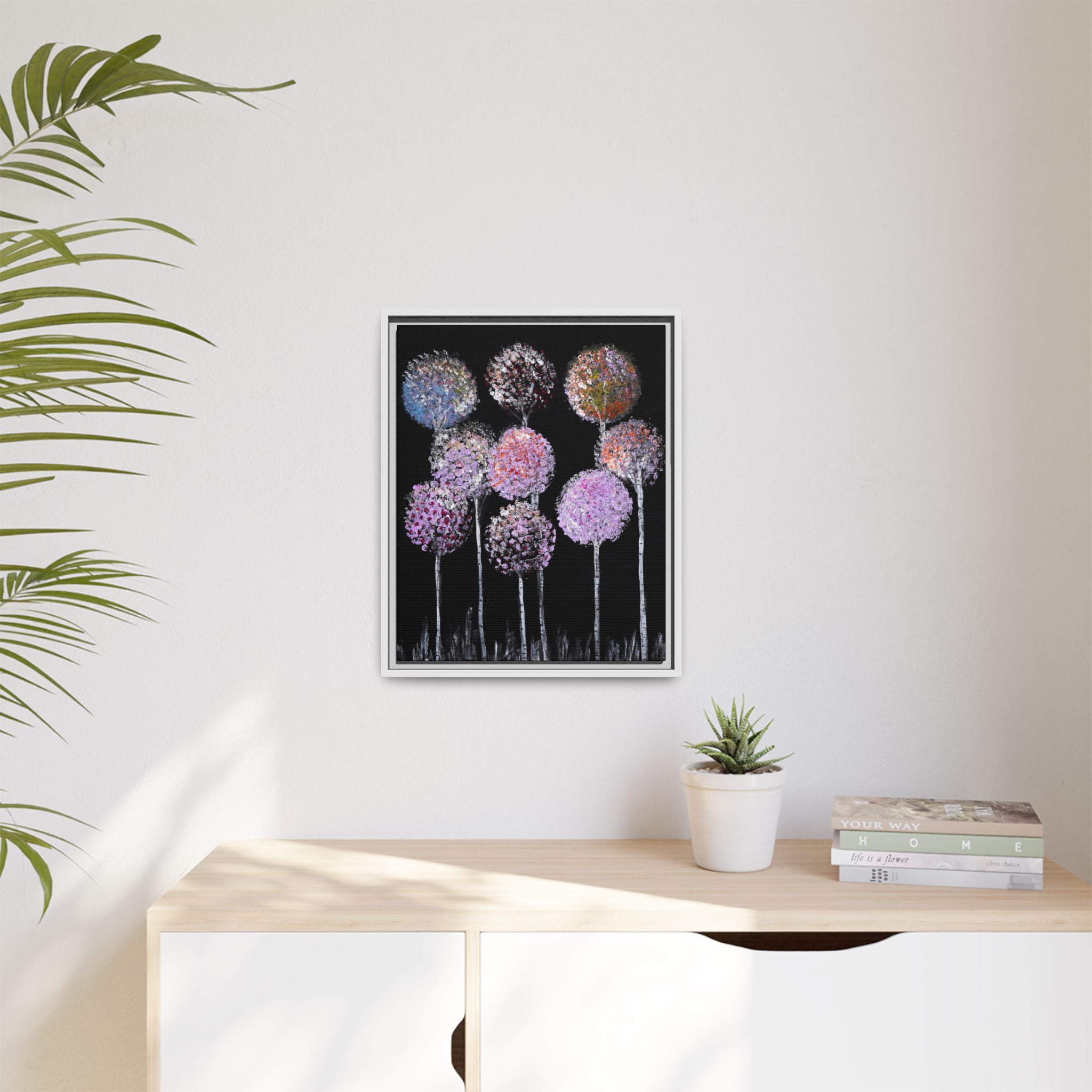 Framed Matte Canvas-Pastel Floral Art