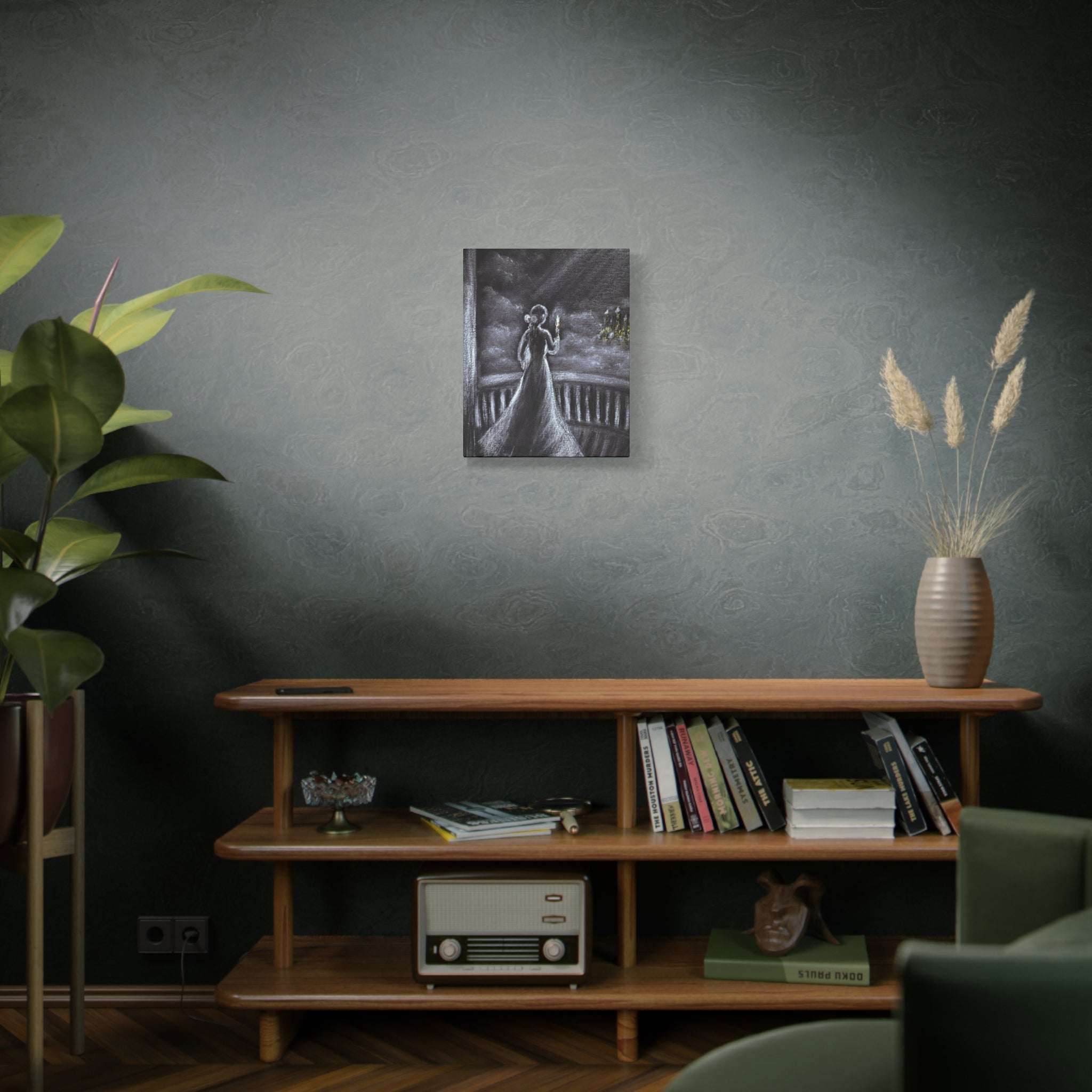 Matte Canvas: Gothic Woman with Candle Stretched Art Print