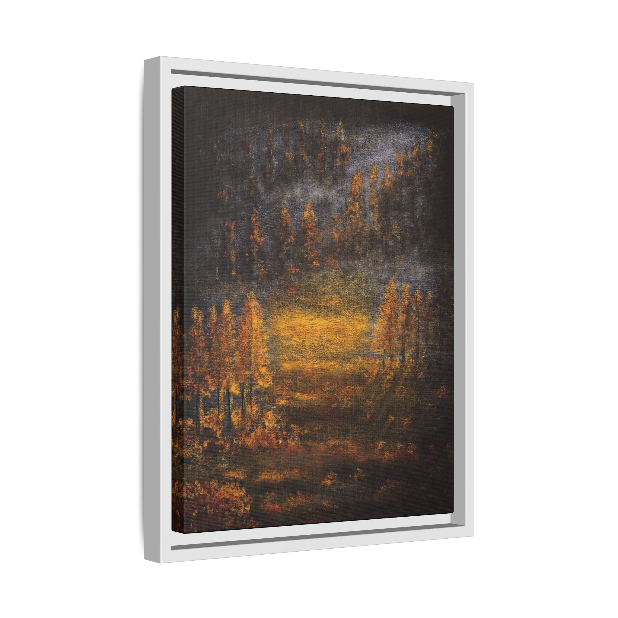 Autumn Glow Landscape - Framed Matte Canvas Wall Art