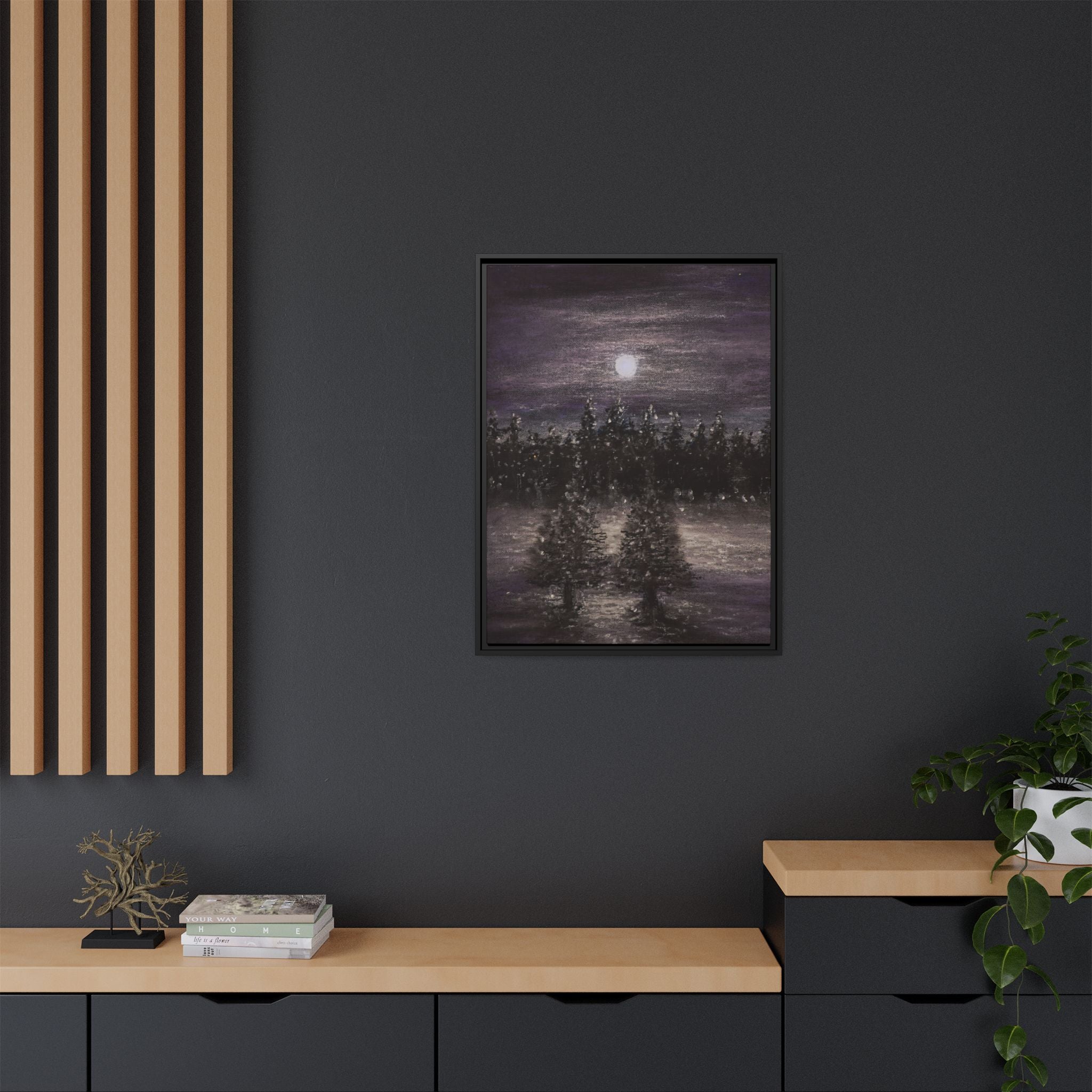 Moonlit Forest Matte Canvas Print — Framed Wall Art