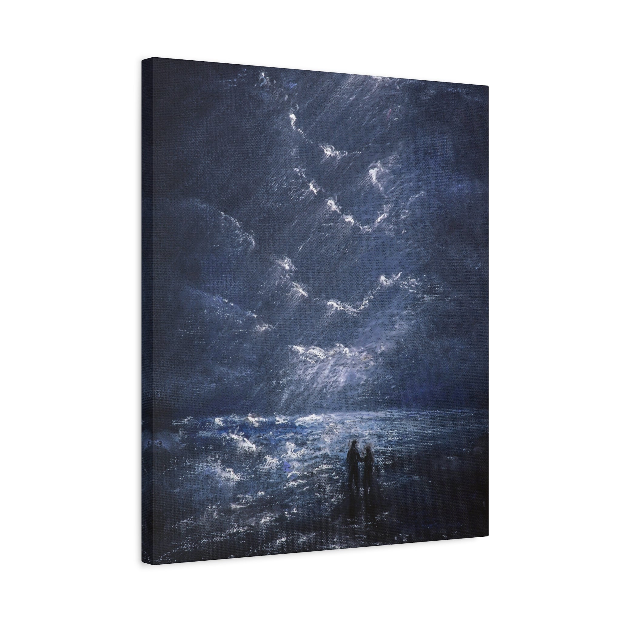 Couple on Shore at Night, Matte Stretched Wall Decor