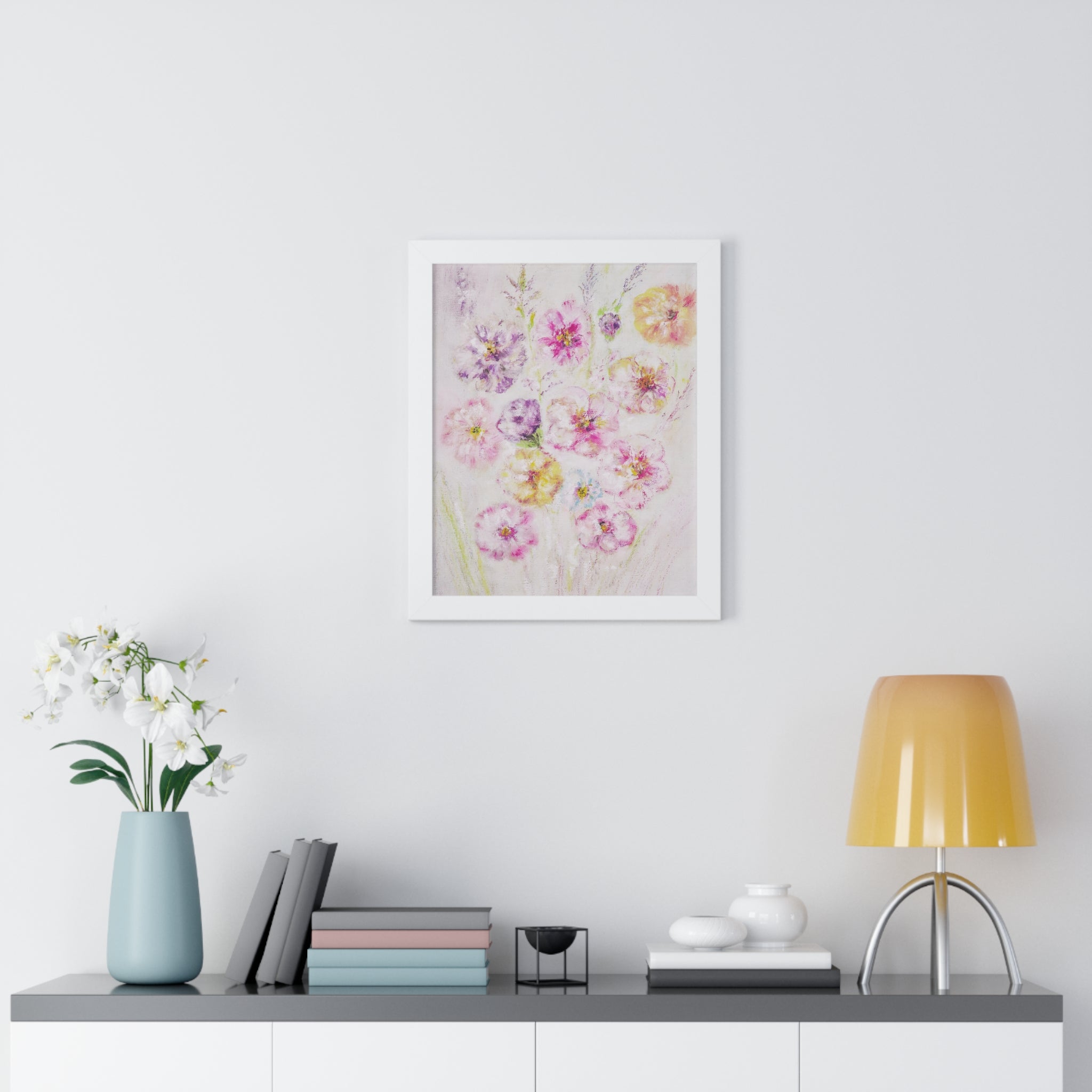 Framed Floral Poster — Soft Pink & Lavender Botanical Wall Art