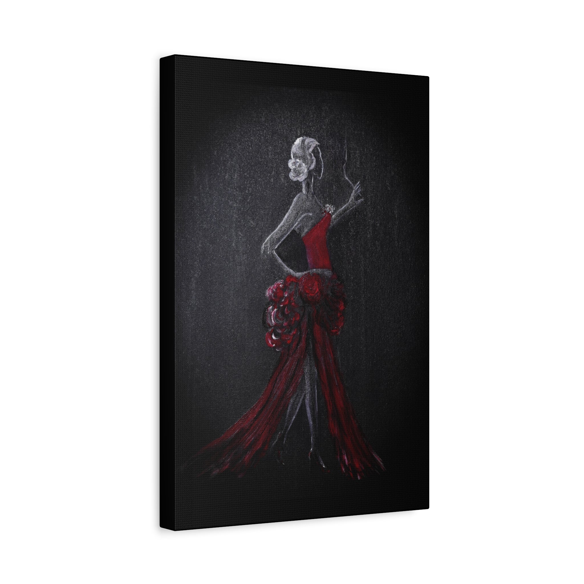 Flamenco Dancer Red Dress Canvas Art — Matte Stretched Wall Painting
