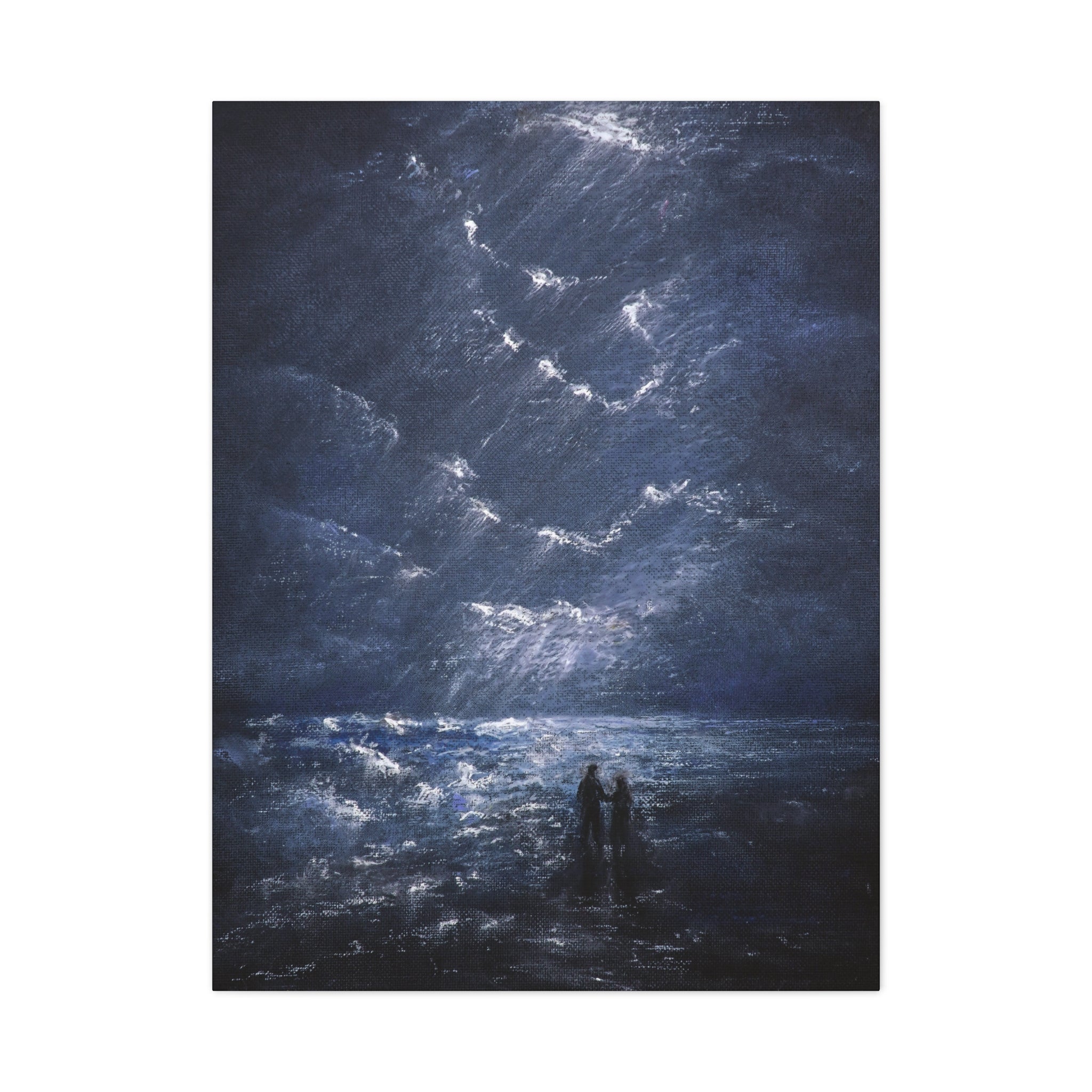 Couple on Shore at Night, Matte Stretched Wall Decor