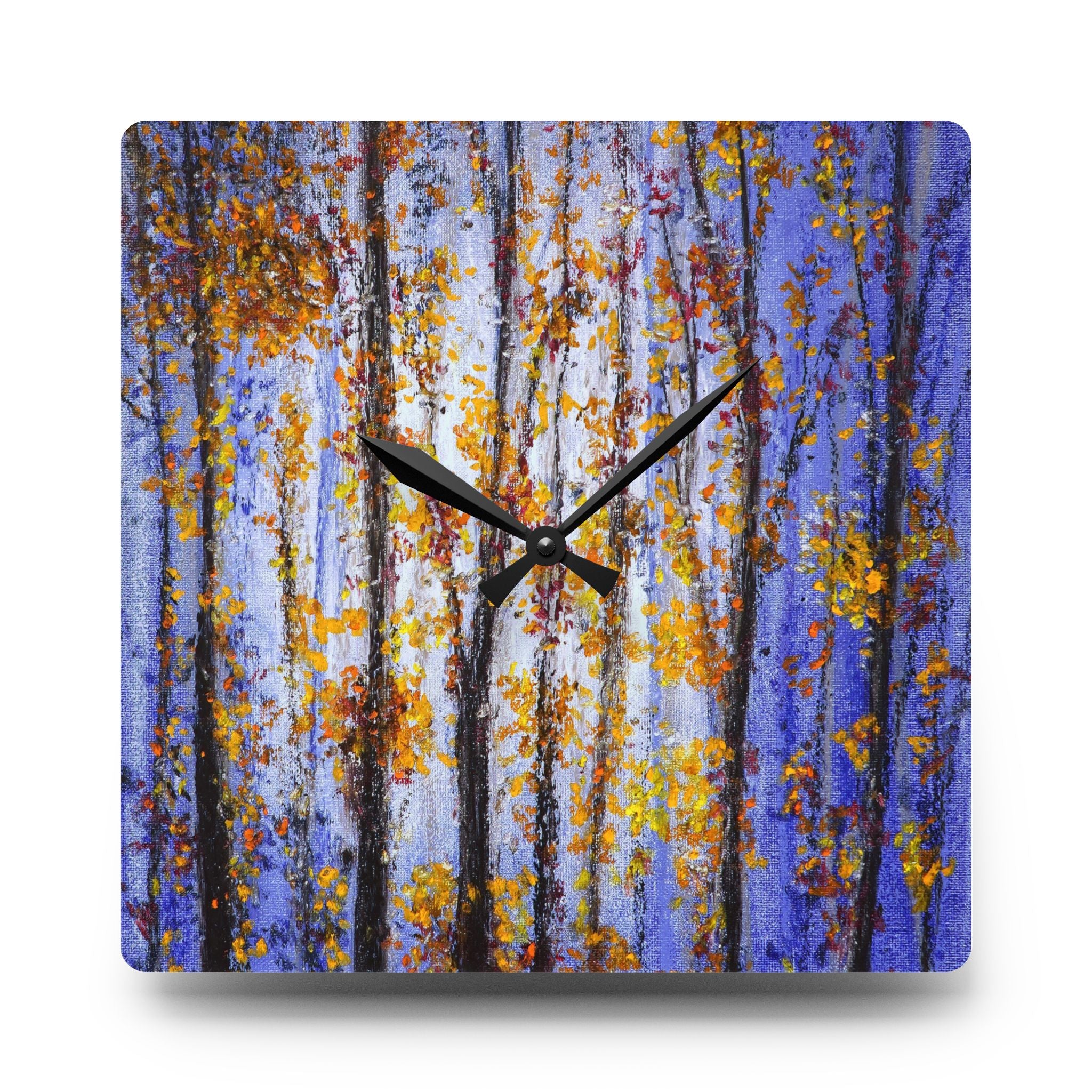 Acrylic Wall Clock — Autumn Aspen Forest Art Clock (Round)