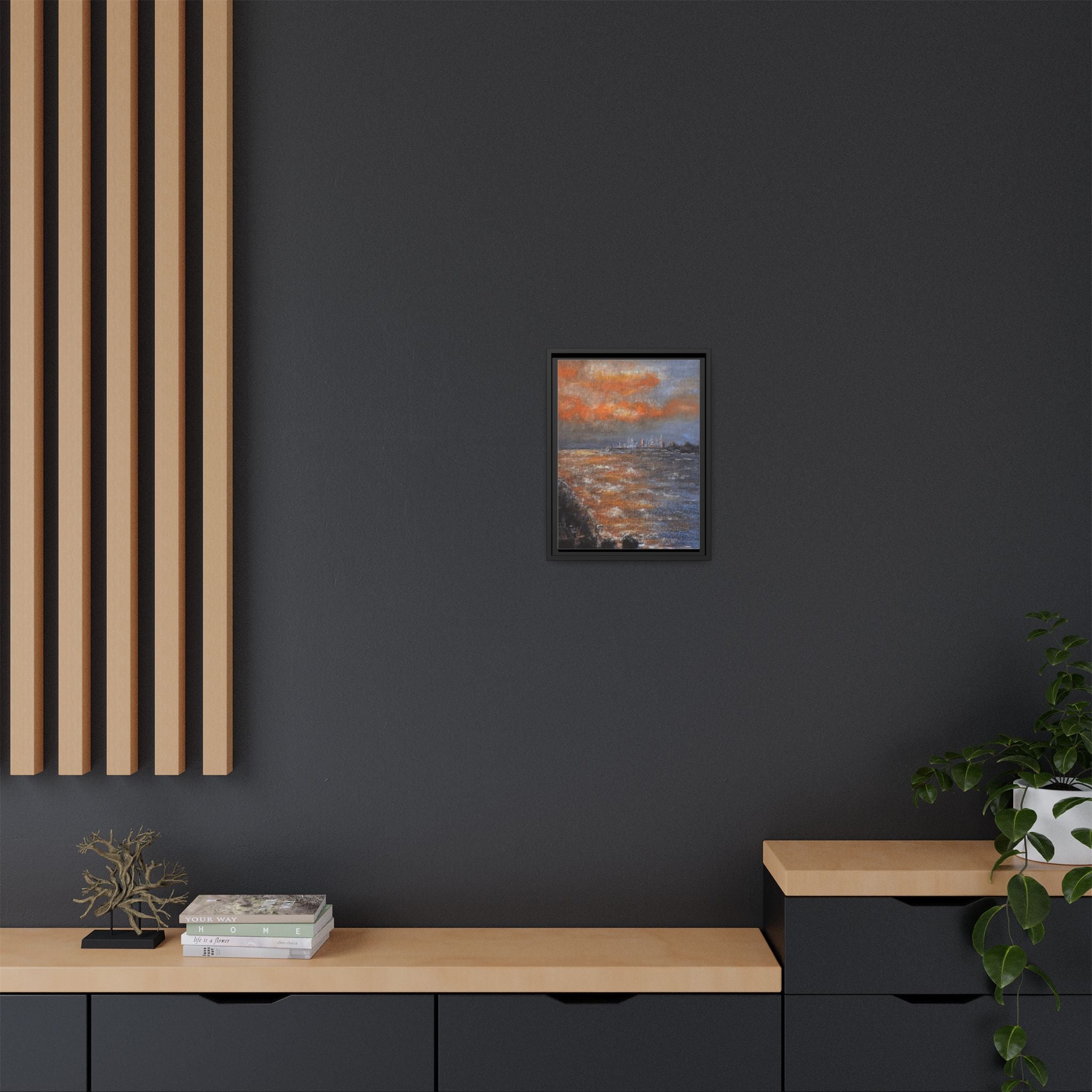 Framed Matte Canvas Print — Coastal Sunset Seascape