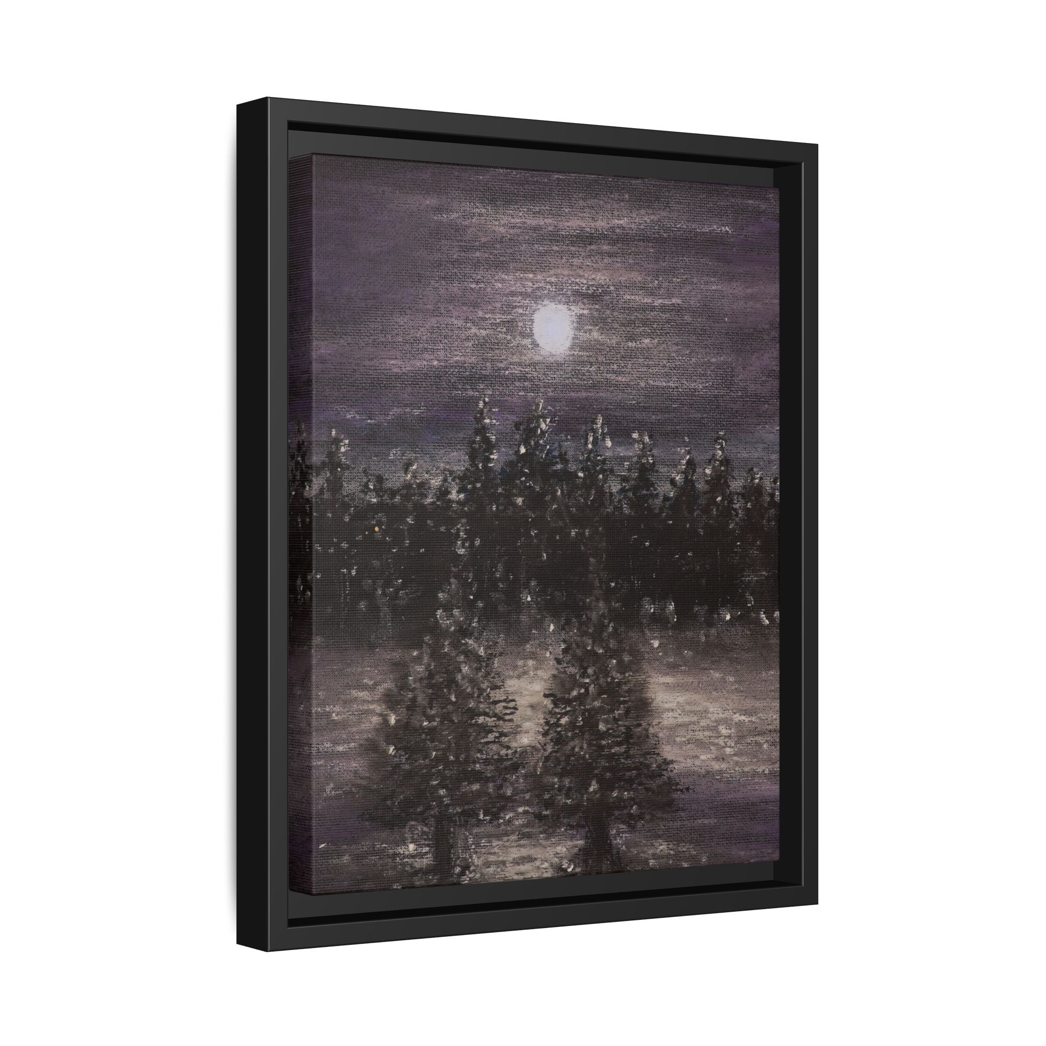 Moonlit Forest Matte Canvas Print — Framed Wall Art