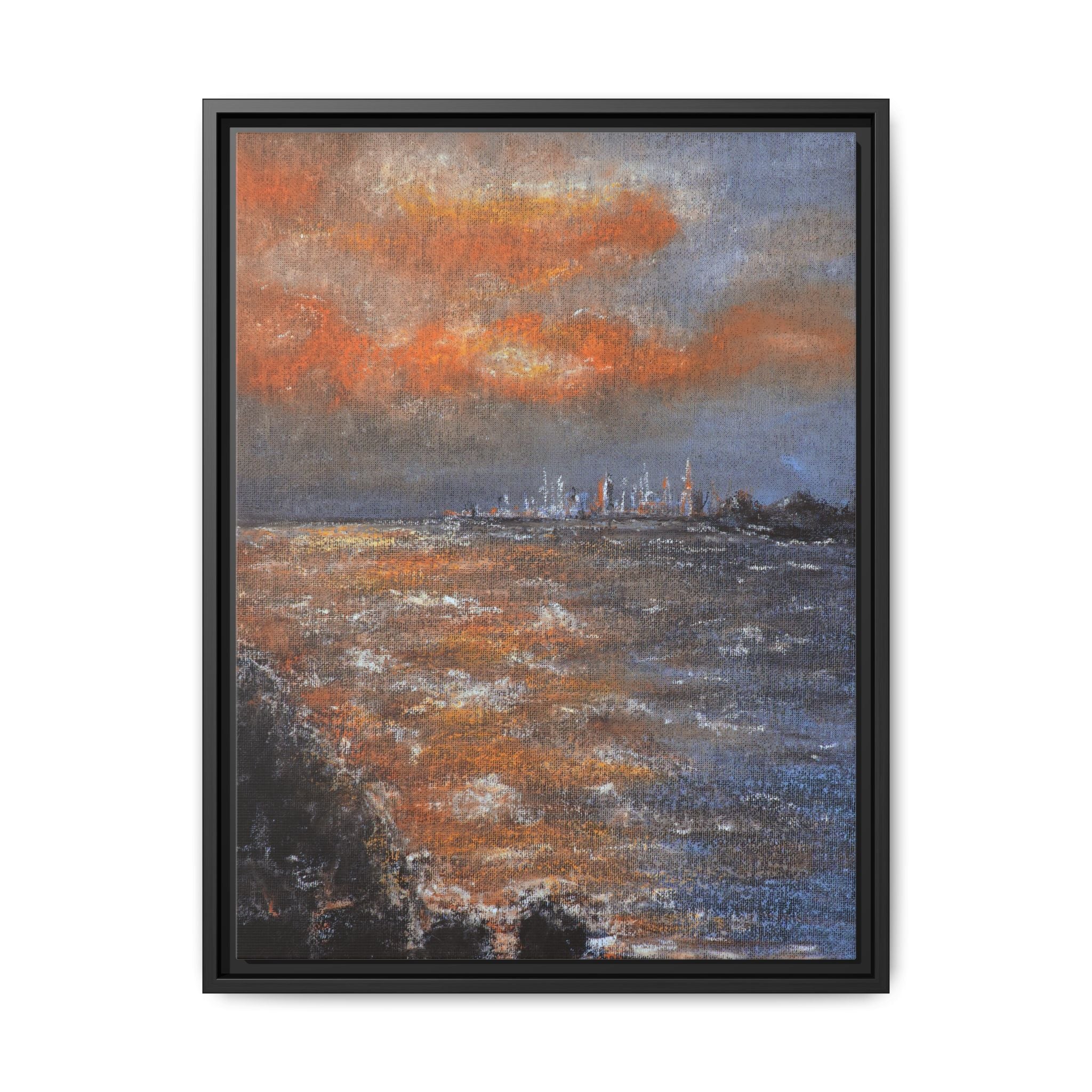 Framed Matte Canvas Print — Coastal Sunset Seascape