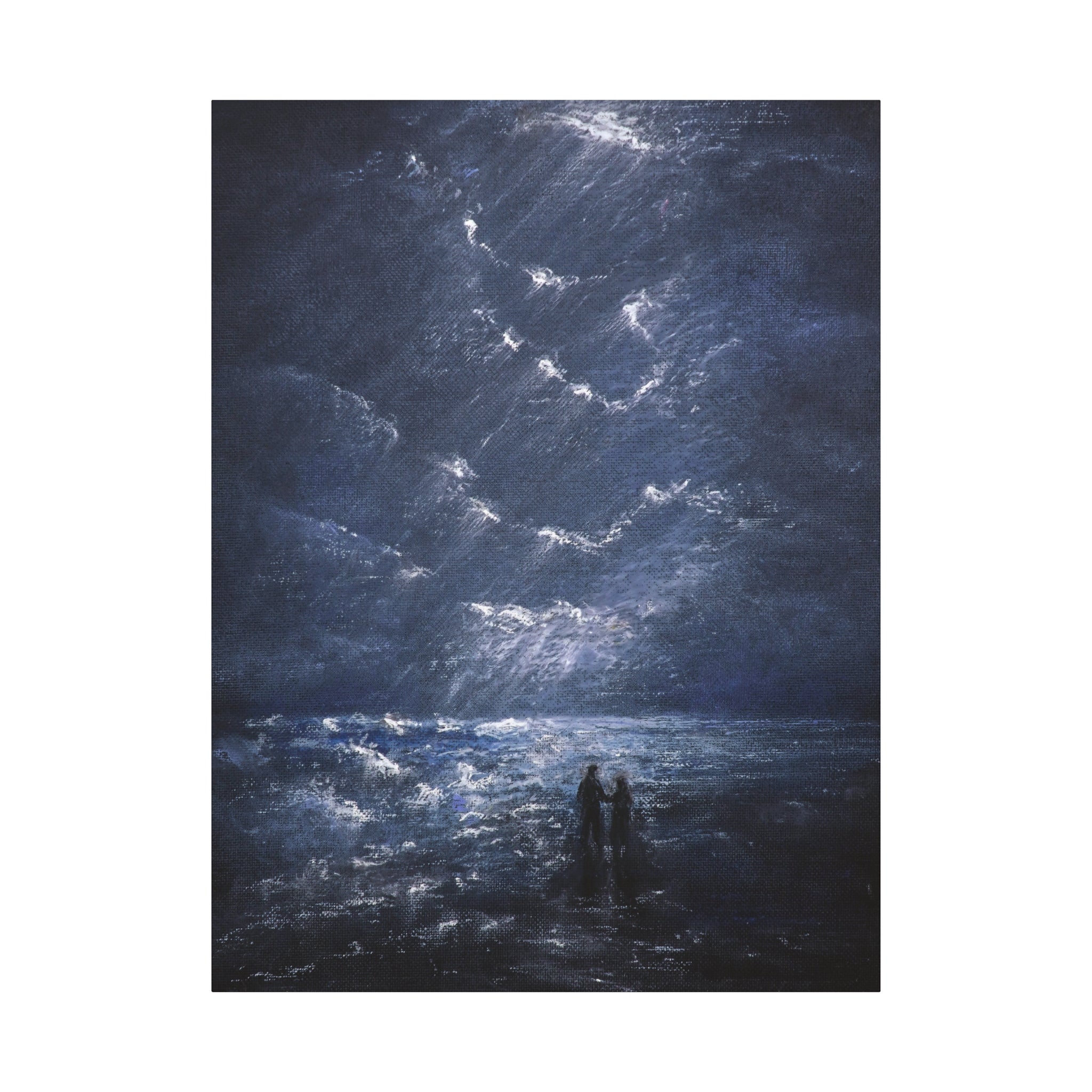 Couple on Shore at Night, Matte Stretched Wall Decor