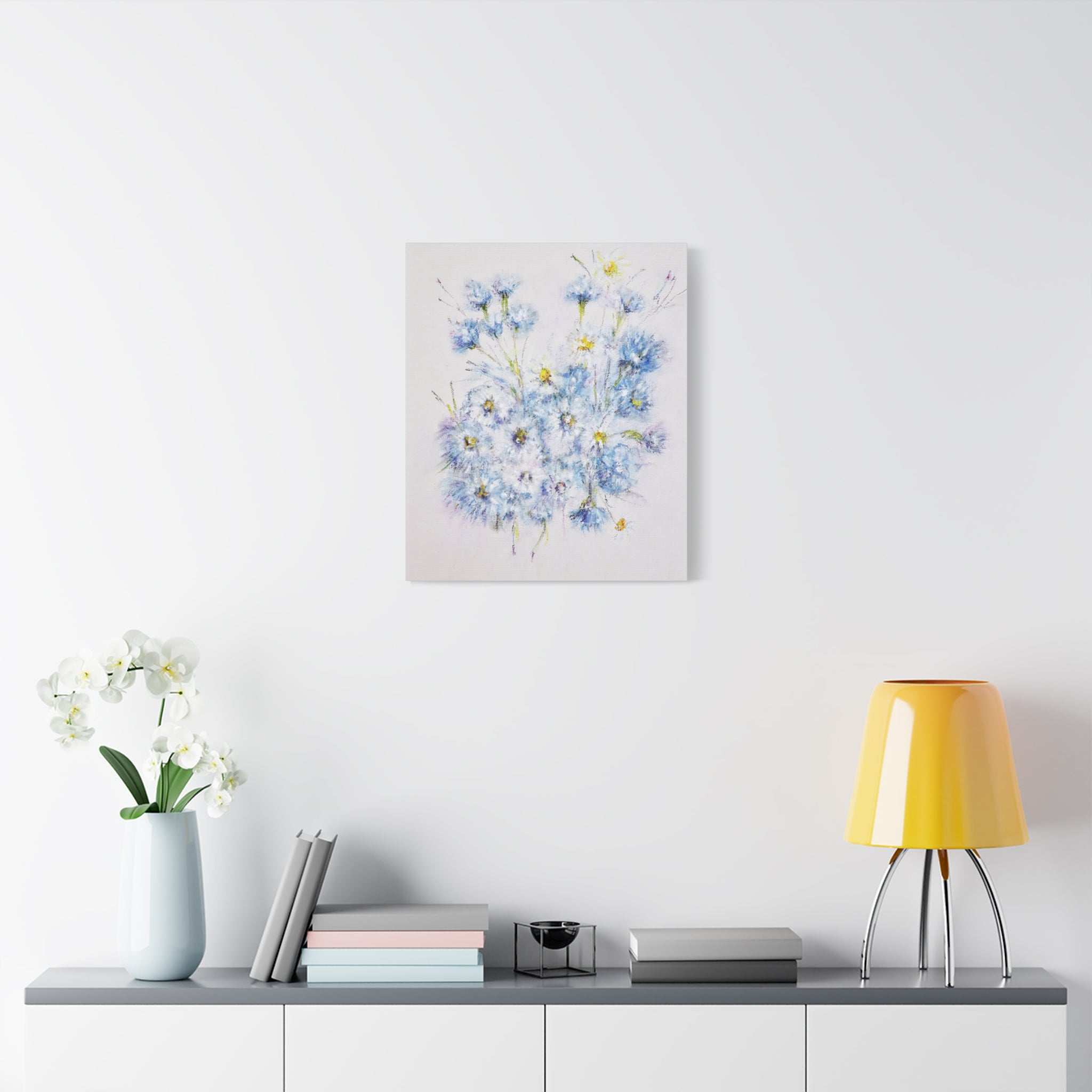 Blue Wildflower Bouquet Matte Canvas Wall Art — Stretched 1.25"