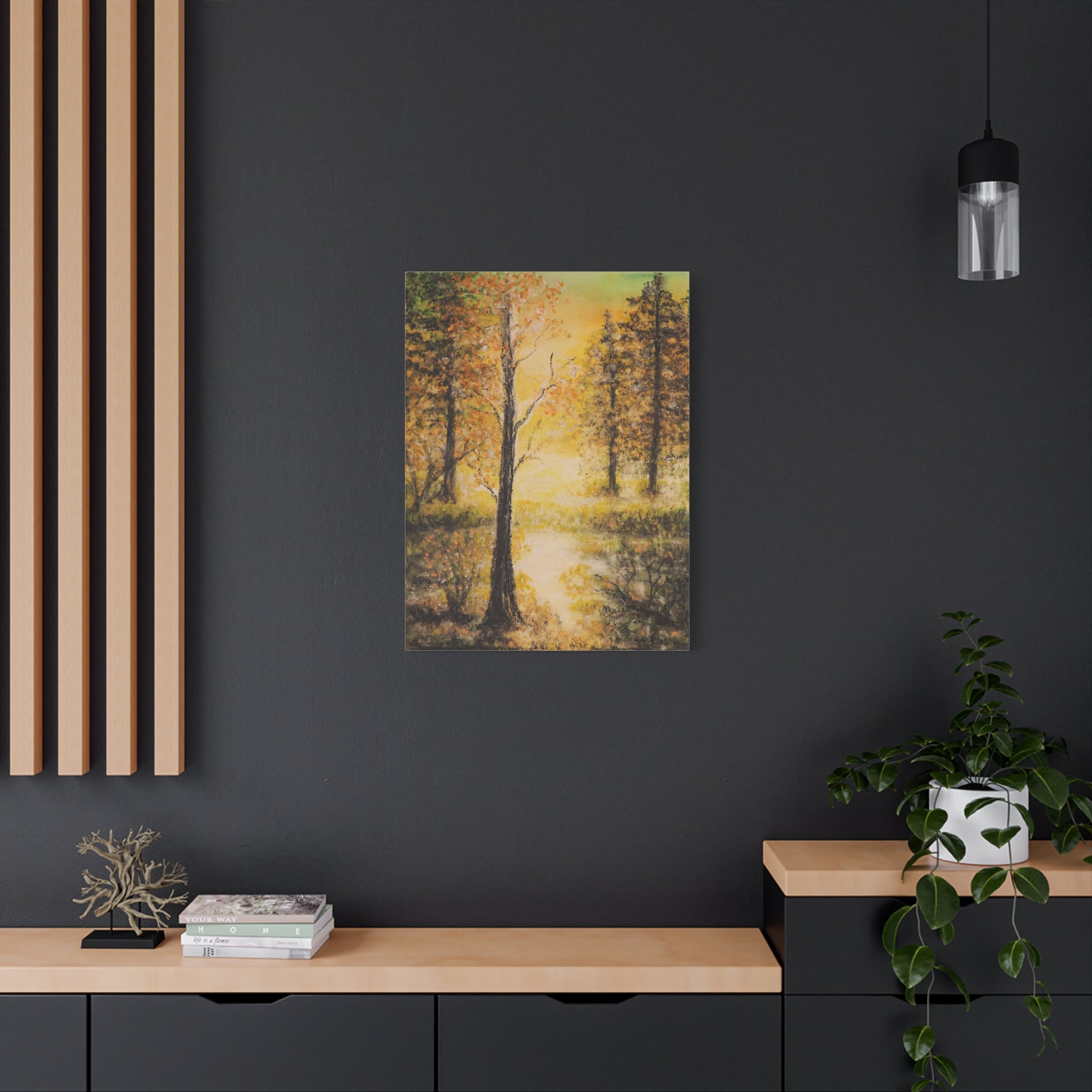 Autumn Forest Canvas Print — Golden Trees Stretched Matte Wall Art
