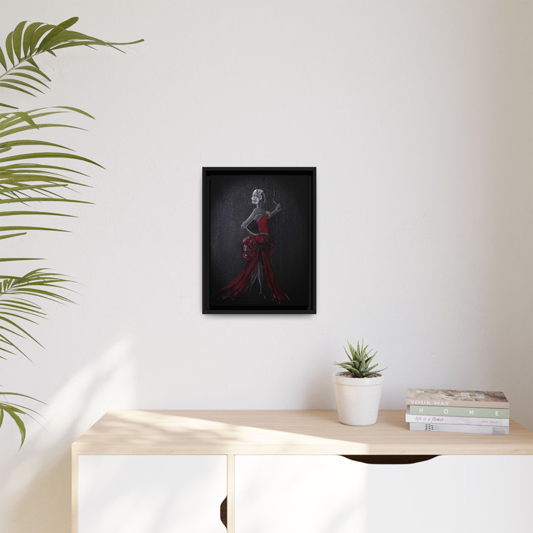 Framed Matte Canvas - Red Flamenco Dancer Art Print