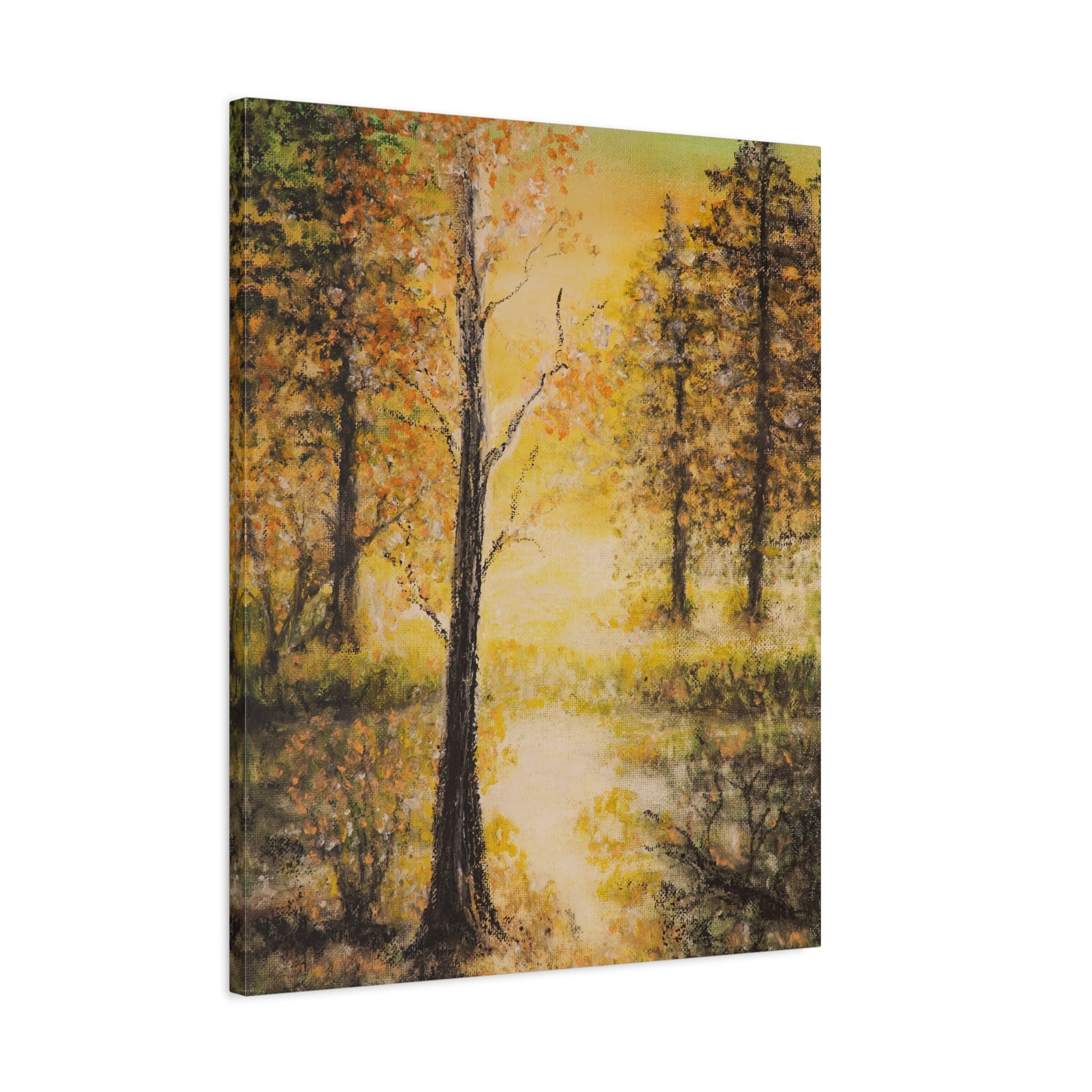 Autumn Forest Canvas Print — Golden Trees Stretched Matte Wall Art