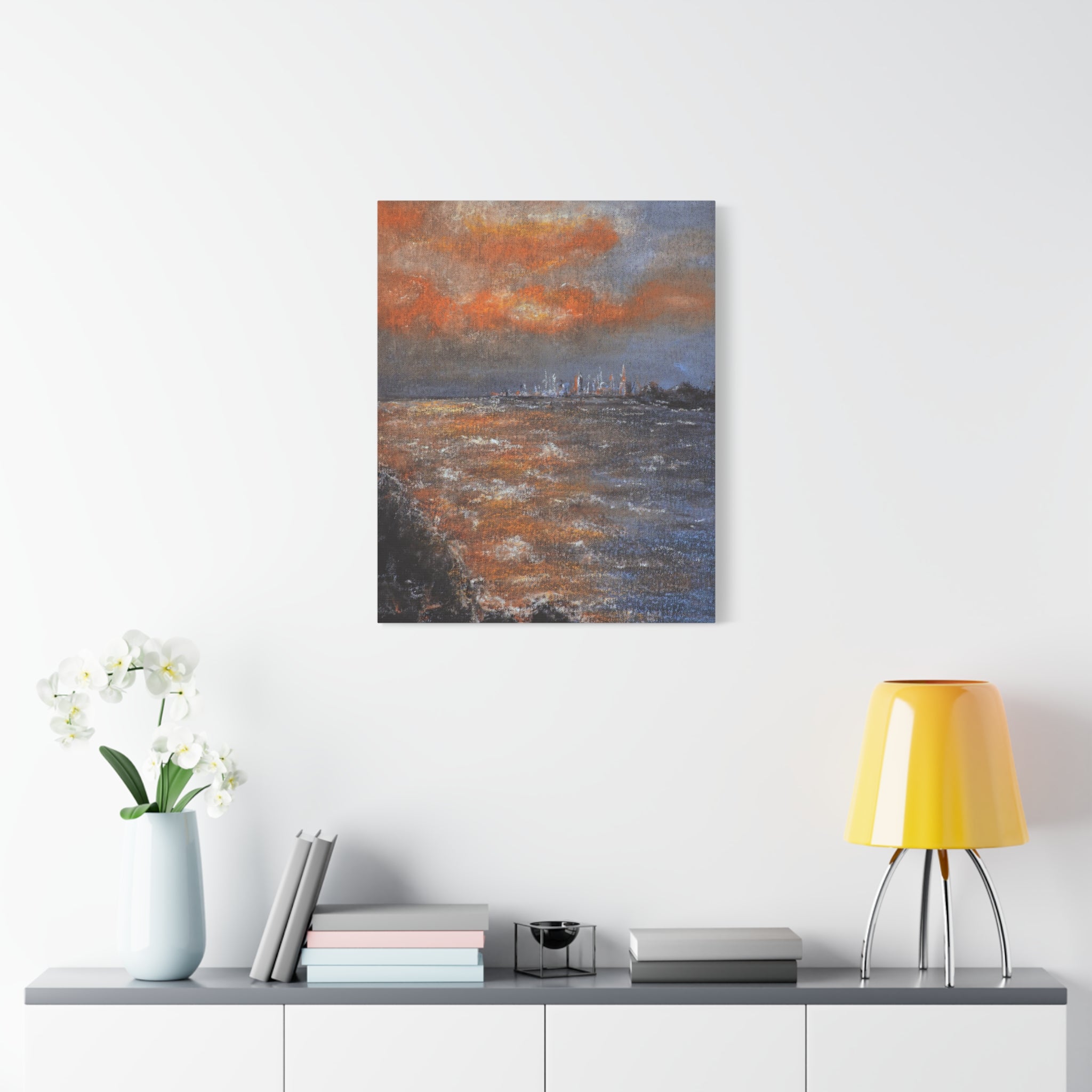 Sunset Coastal Canvas Wall Art — Stretched Matte Landscape Print