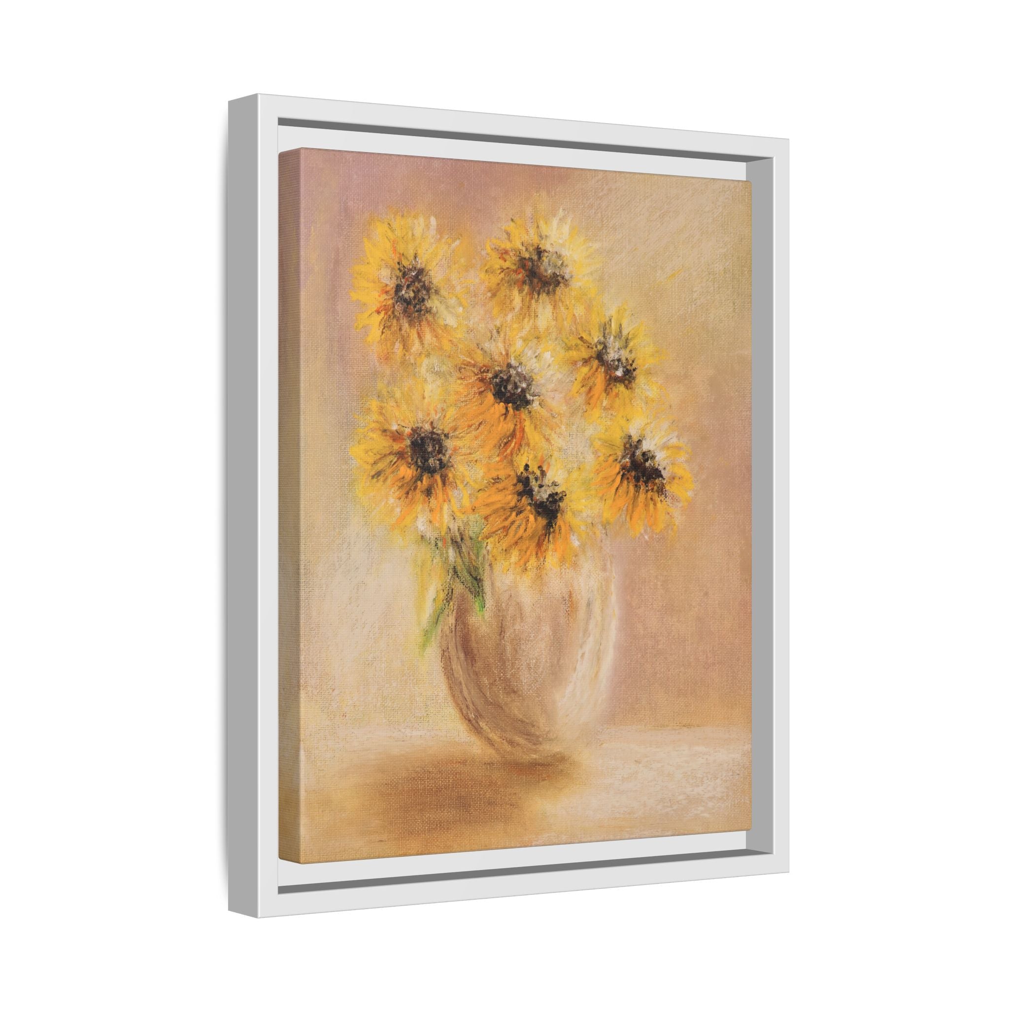 Framed Sunflower Vase — Matte Canvas Wall Art
