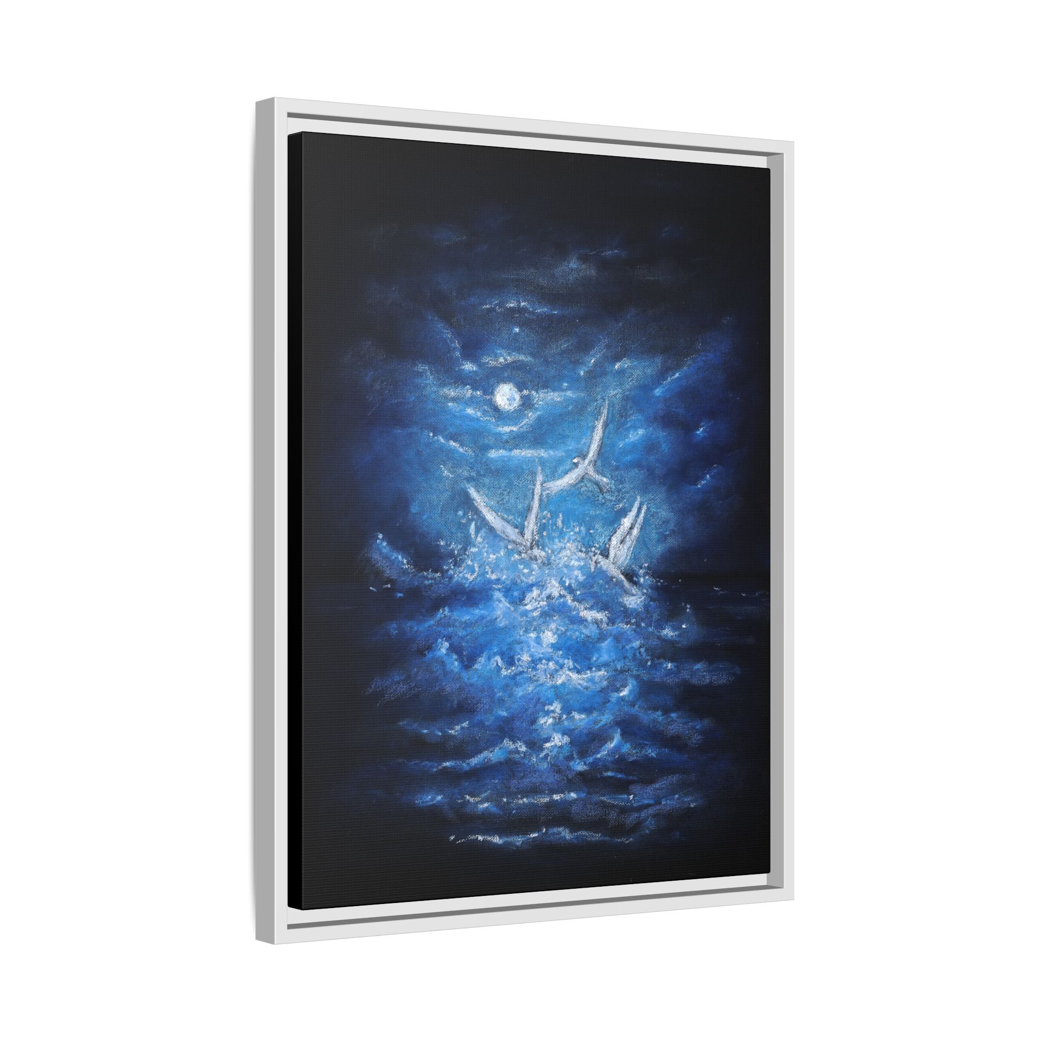 Night Ocean Birds - Matte Canvas Framed Wall Art