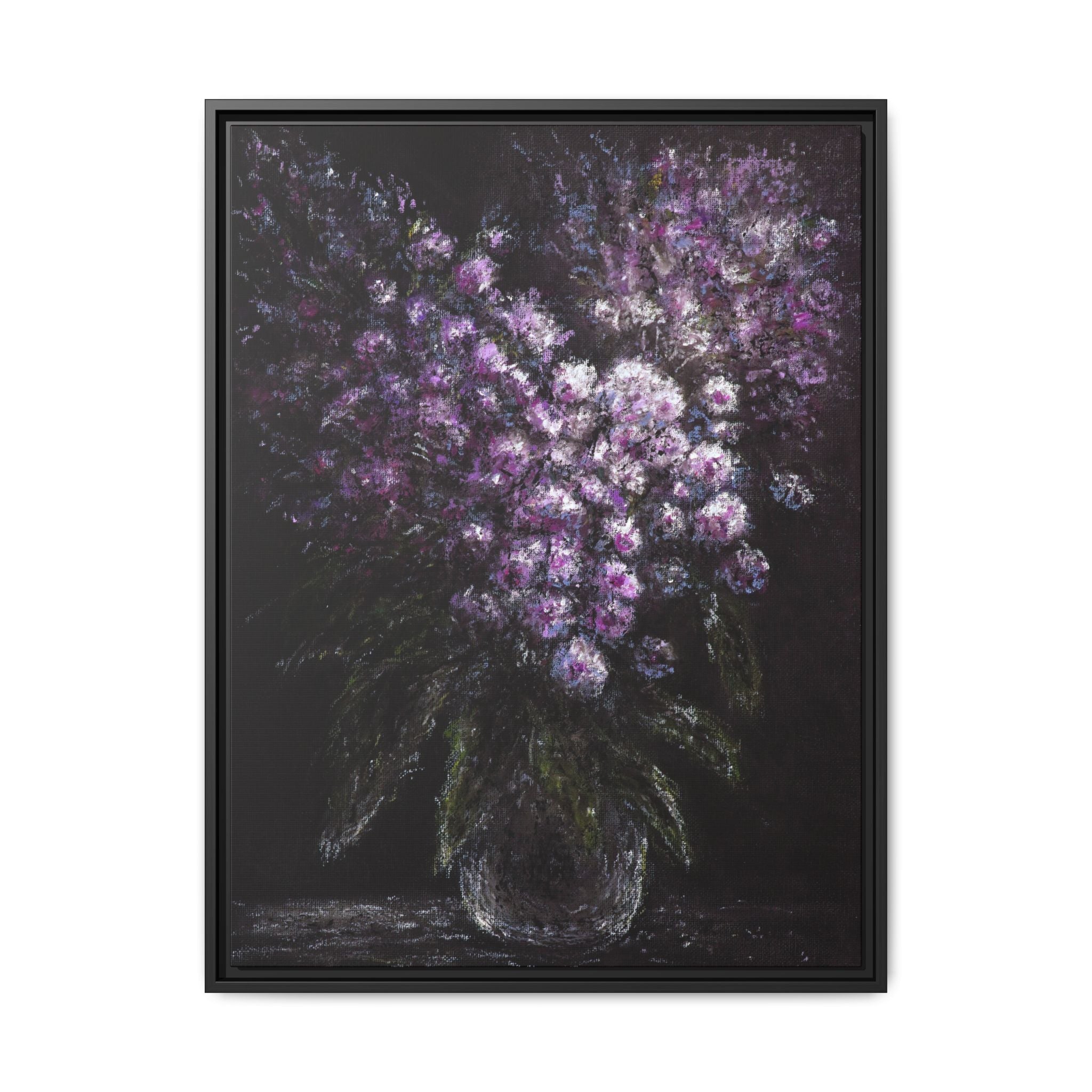 Framed Matte Canvas: Moody Purple Floral Bouquet Wall Art