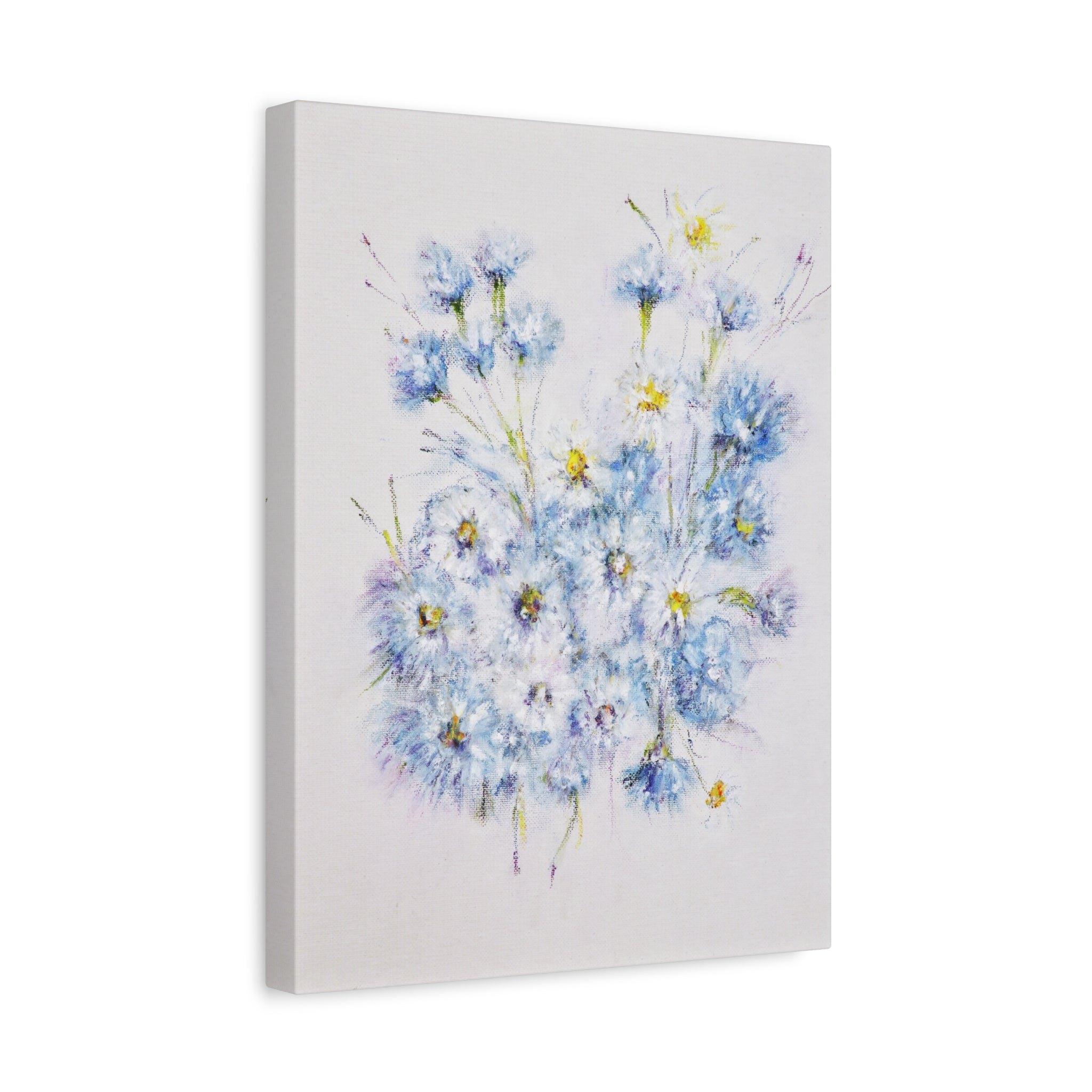 Blue Wildflower Bouquet Matte Canvas Wall Art — Stretched 1.25"