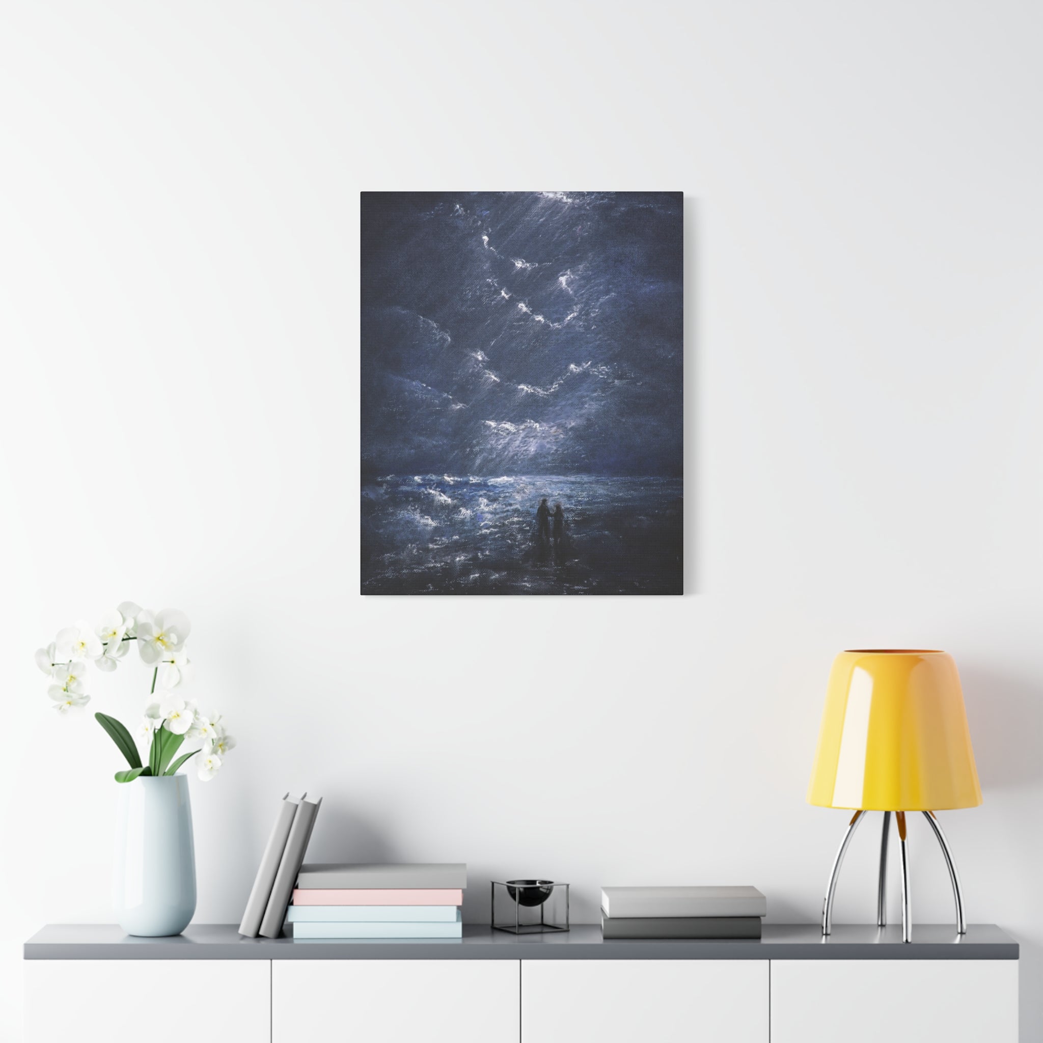 Couple on Shore at Night, Matte Stretched Wall Decor