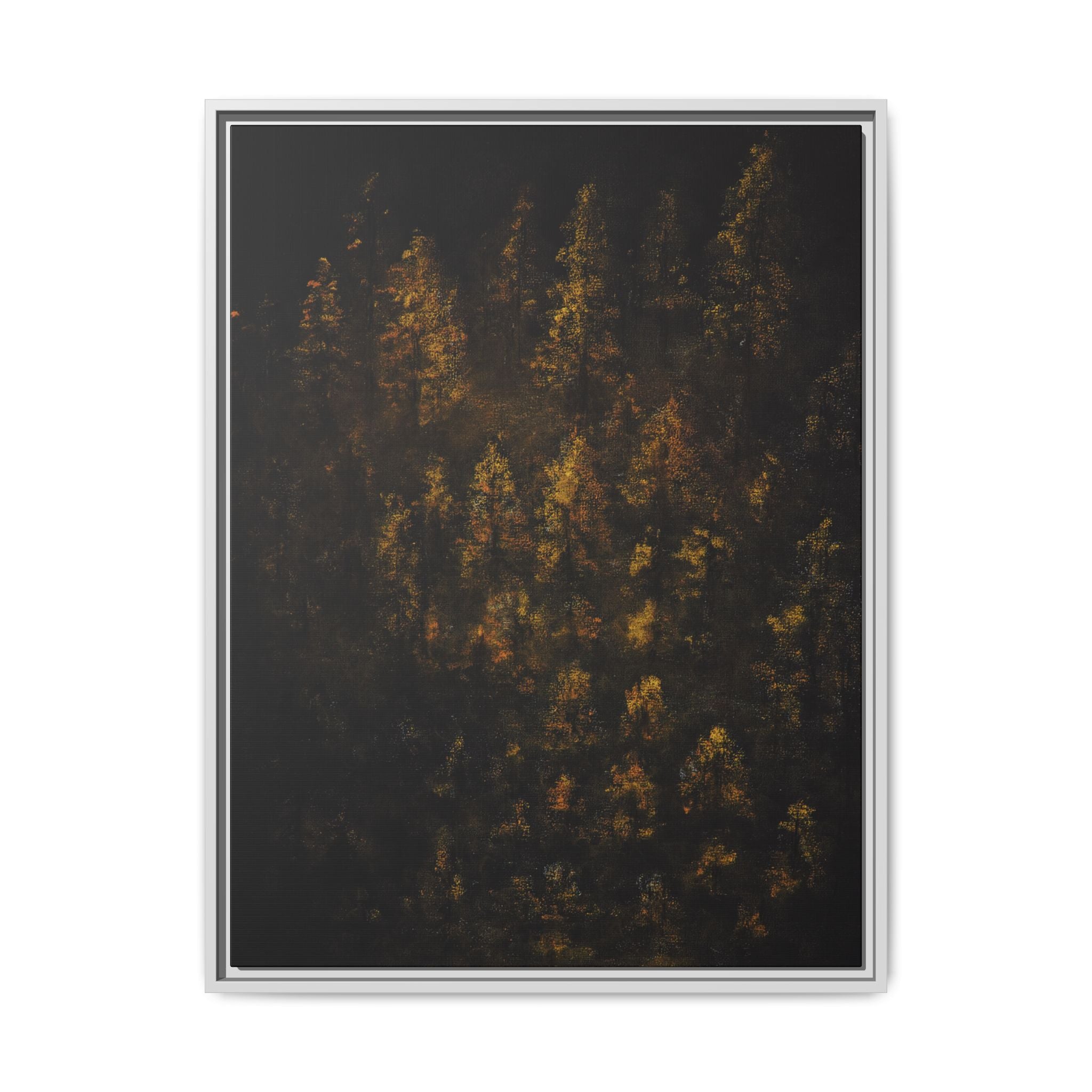 Framed Matte Canvas Forest Print — Golden Autumn Trees Wall Art
