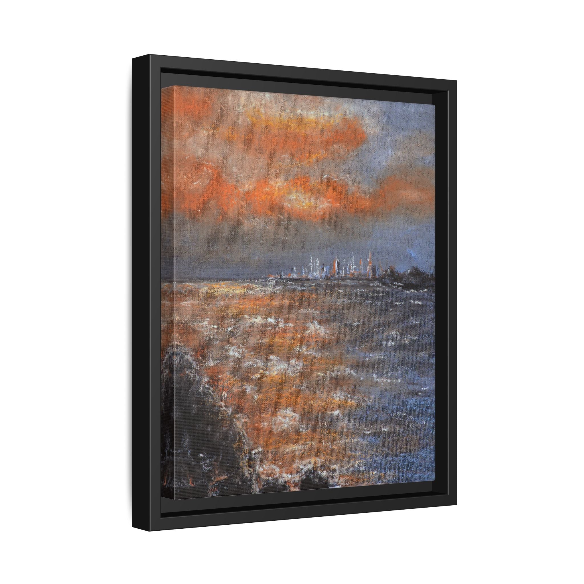 Framed Matte Canvas Print — Coastal Sunset Seascape