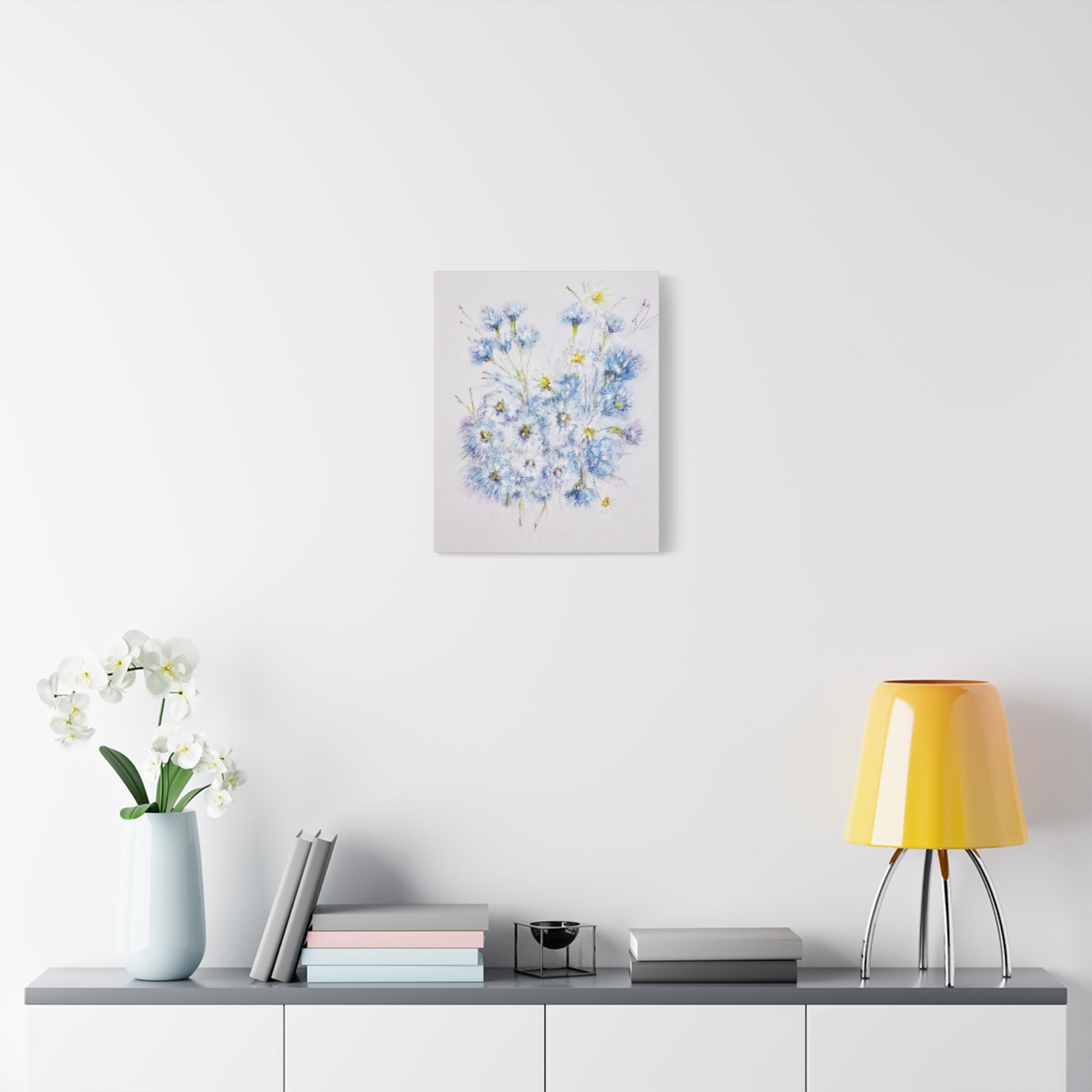 Blue Wildflower Bouquet Matte Canvas Wall Art — Stretched 1.25"