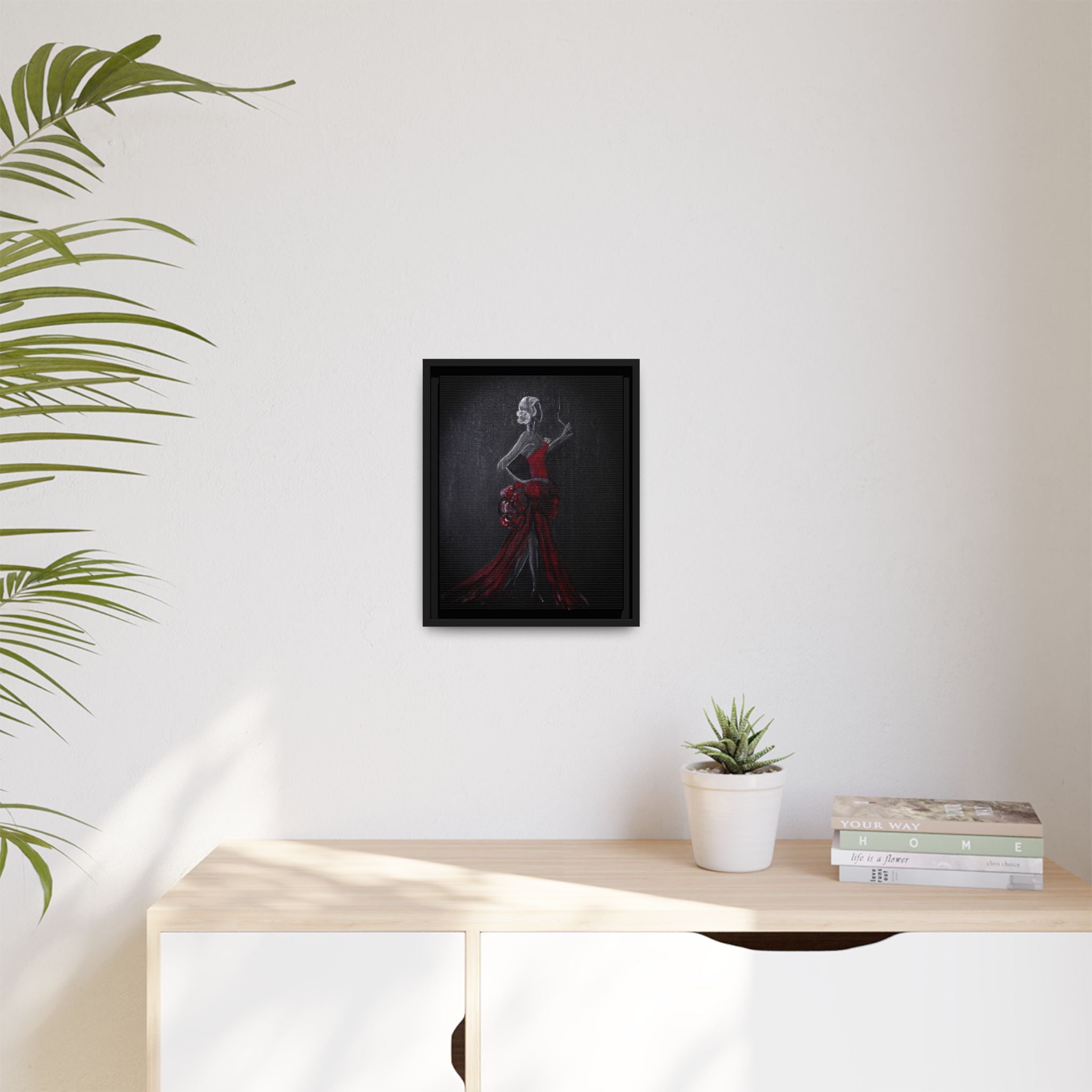 Framed Matte Canvas - Red Flamenco Dancer Art Print