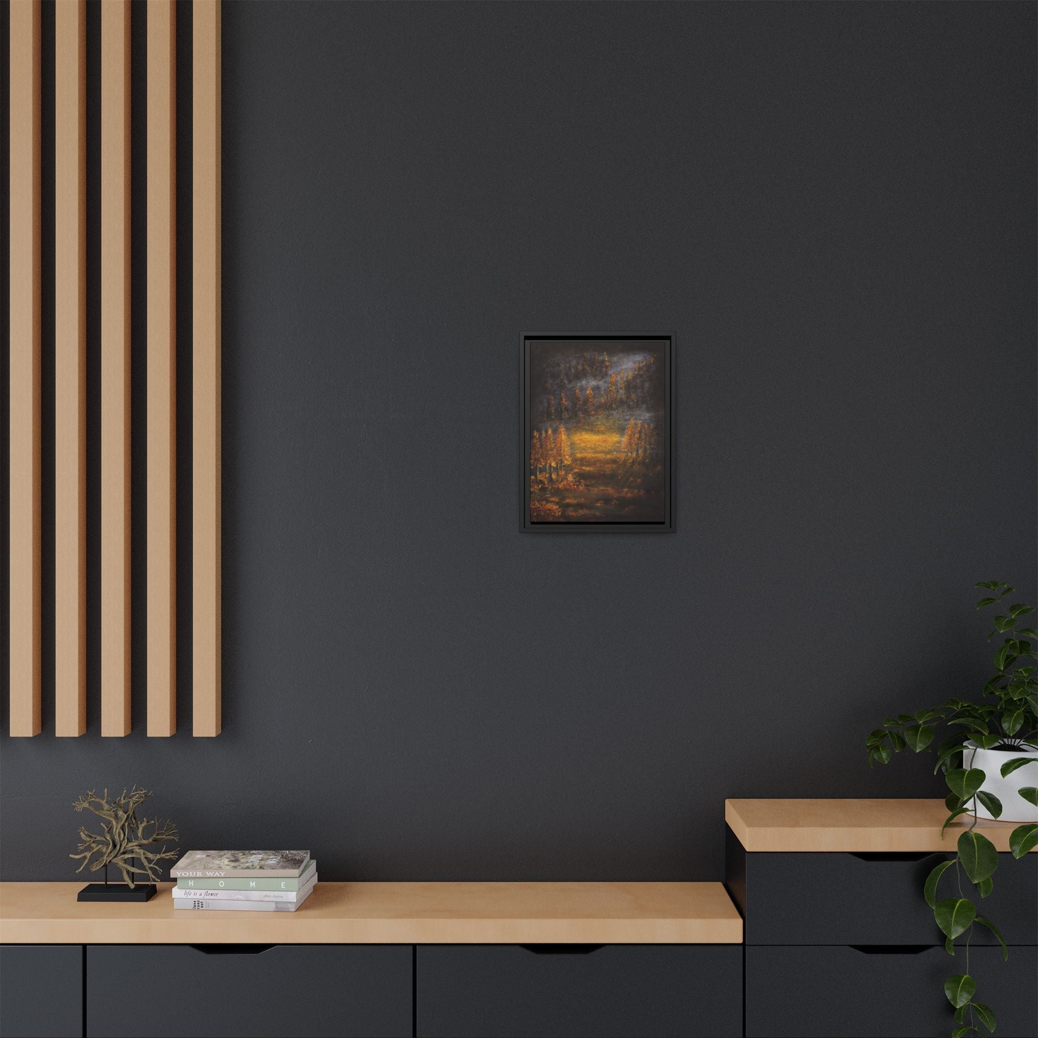 Autumn Glow Landscape - Framed Matte Canvas Wall Art