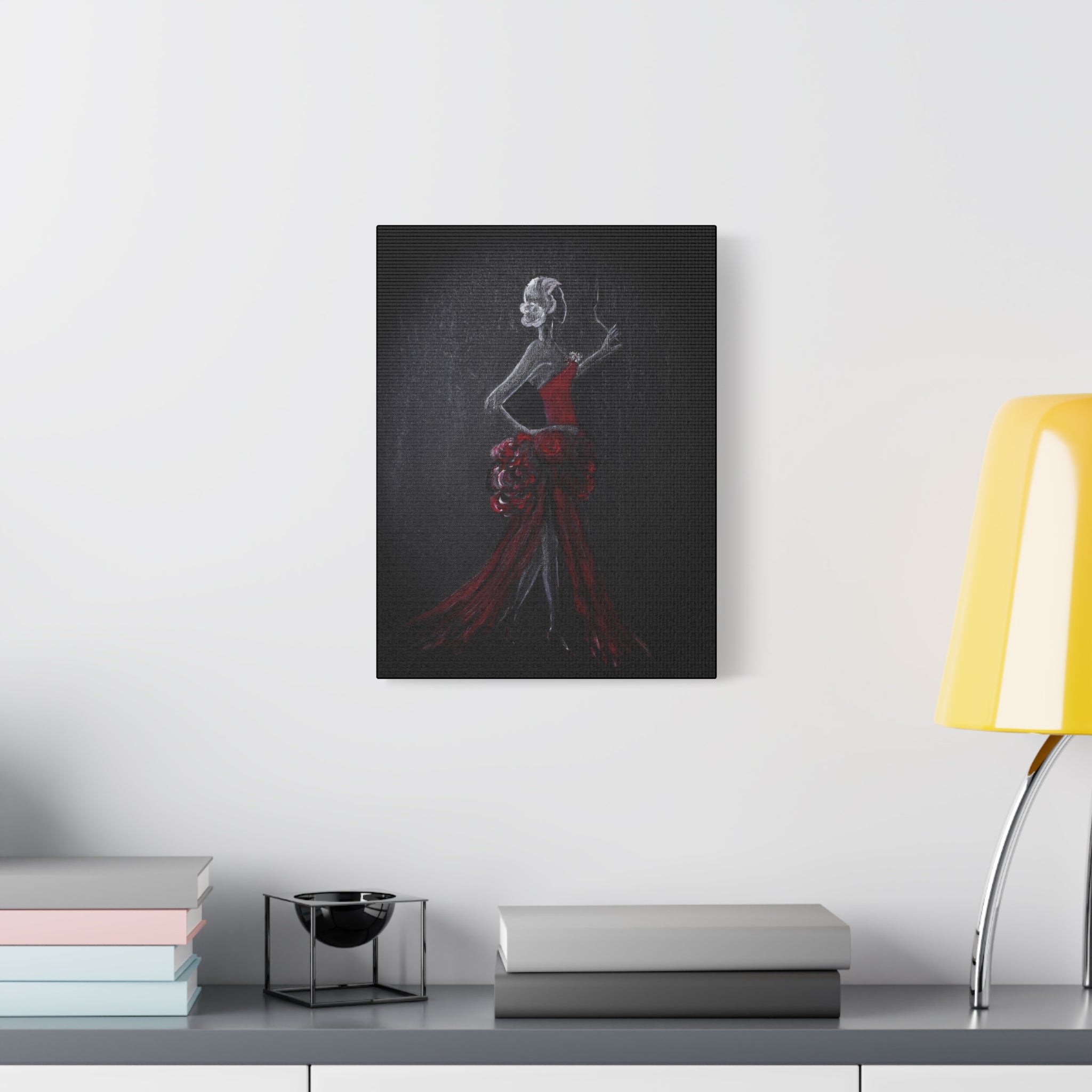 Flamenco Dancer Red Dress Canvas Art — Matte Stretched Wall Painting