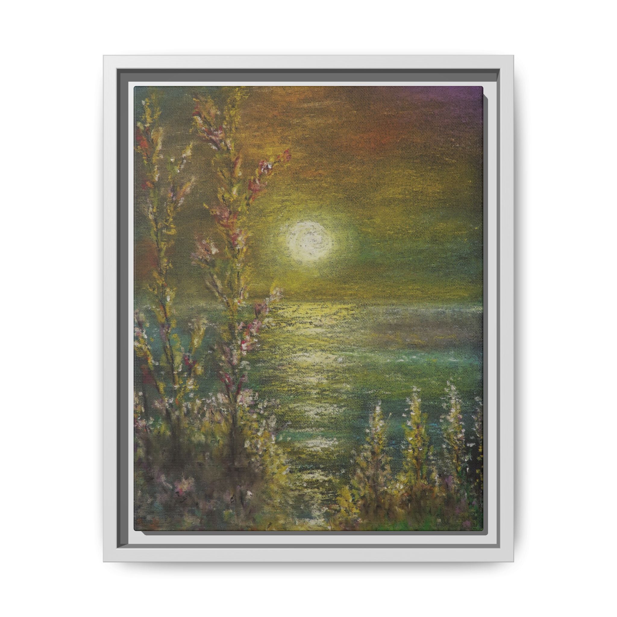 Framed Matte Canvas Print — Tranquil Moonlit Seascape