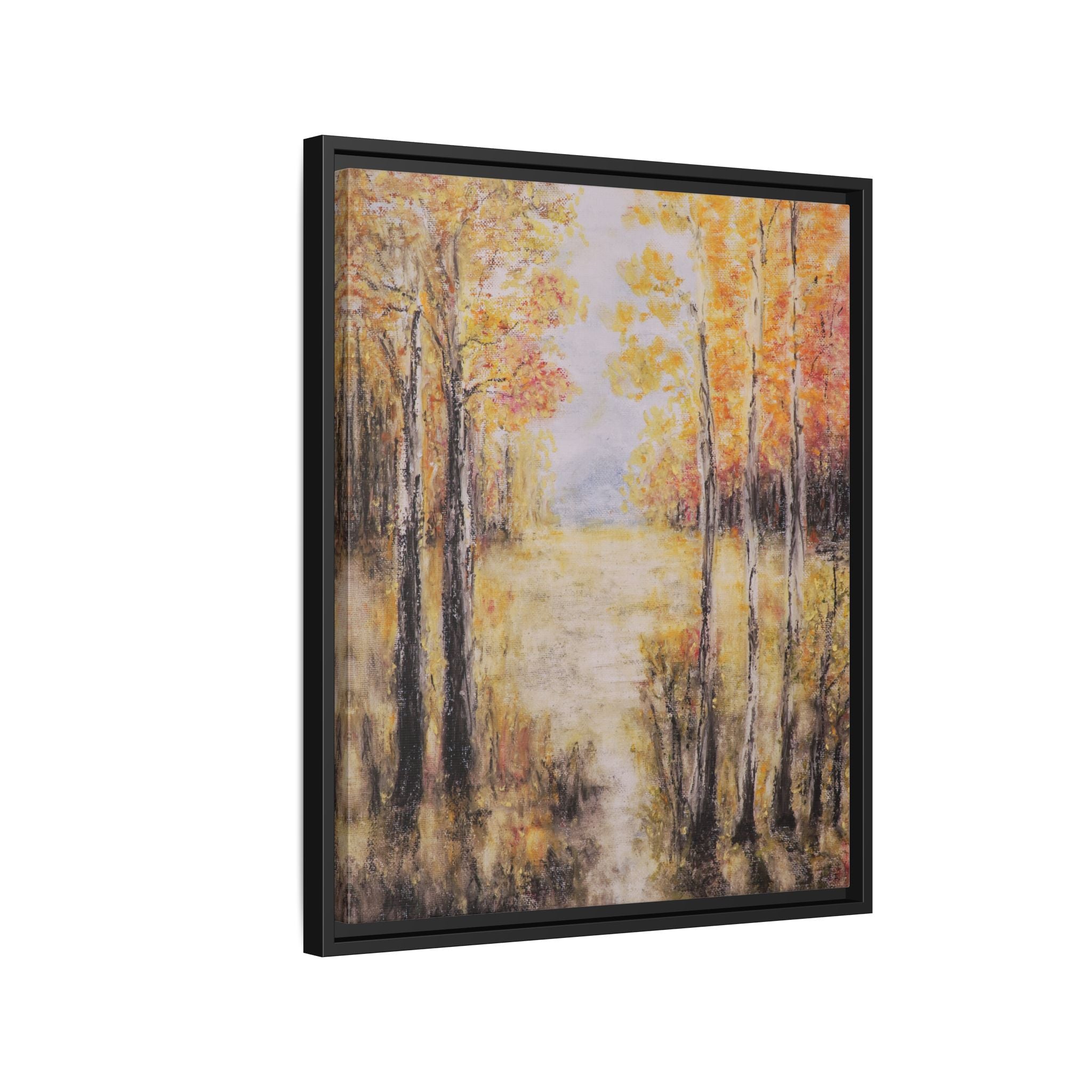 Golden Trees Landscape - Framed Canvas Art