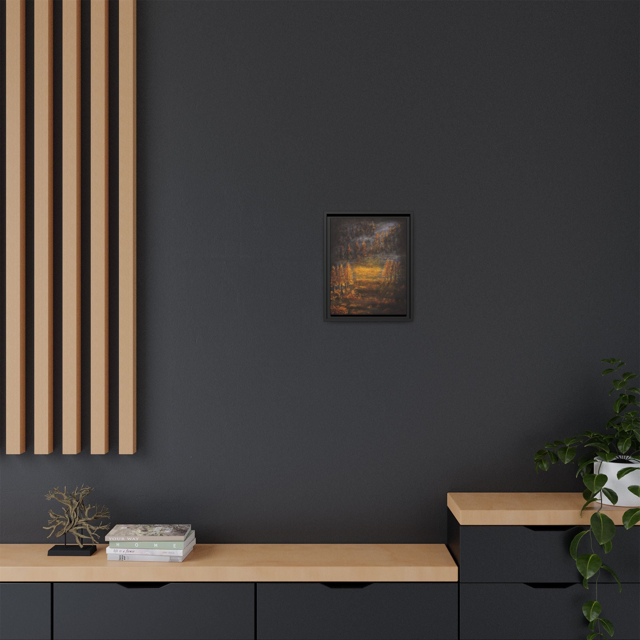 Autumn Glow Landscape - Framed Matte Canvas Wall Art