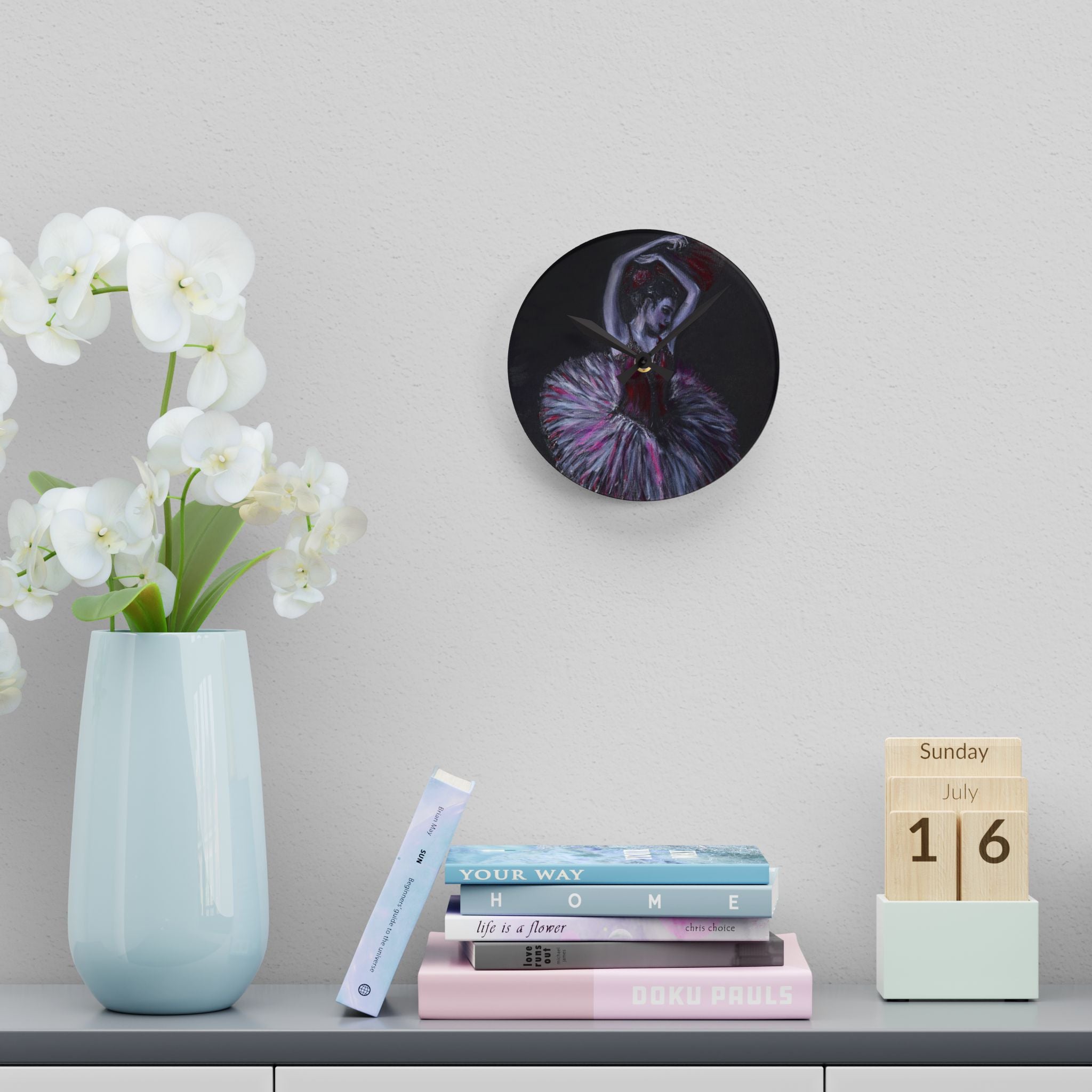 Ballerina Acrylic Wall Clock — Elegant Ballet Dancer Wall Art Timepiece
