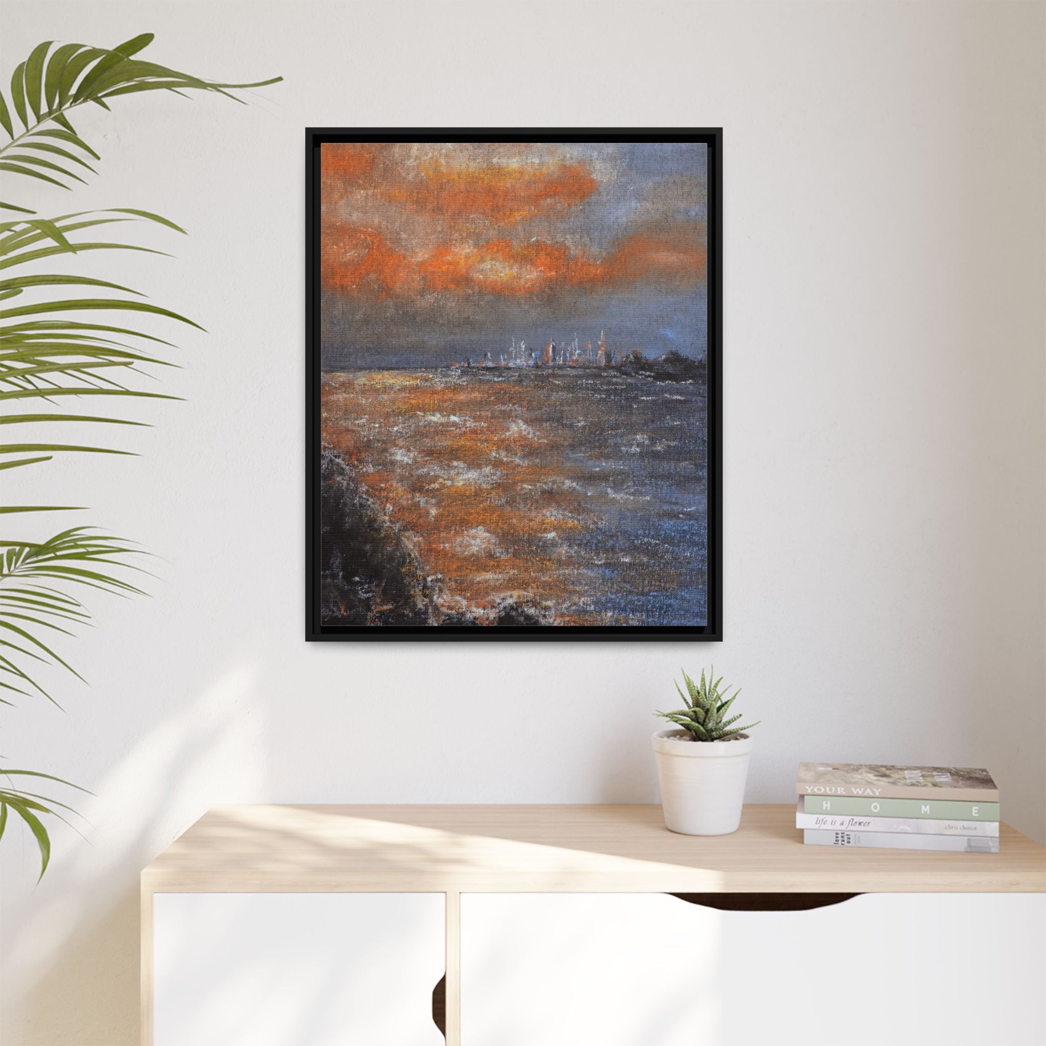 Framed Matte Canvas Print — Coastal Sunset Seascape