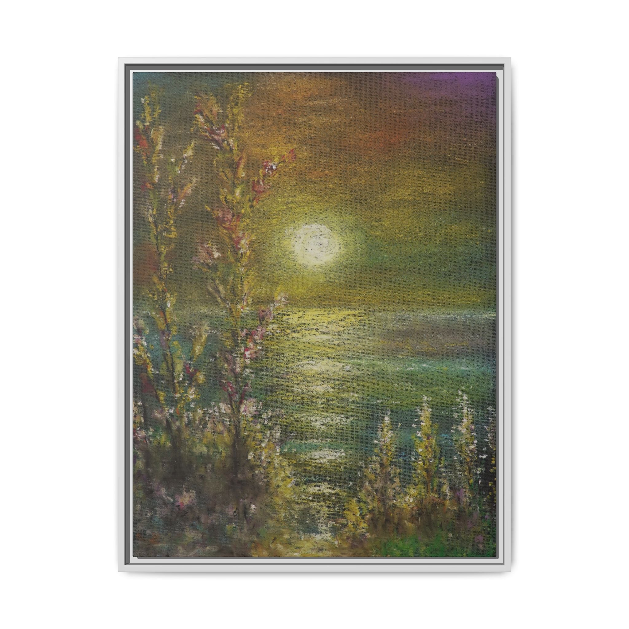 Framed Matte Canvas Print — Tranquil Moonlit Seascape